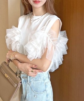 【フューティアランド/futier land】の3wayチュールドッキングプルオーバー 人気、トレンドファッション・服の通販 founy(ファニー) ファッション Fashion レディースファッション Fashion for Women トップス・カットソー Cut & Sew Tops カジュアルプルオーバー・ニットトップス Pullovers & Knit Tops / Casual Pullovers キャミソール Camisole, Spaghetti Strap Top ドッキング Docking, Mixed Material ノースリーブ Sleeveless, No-Sleeve ビスチェ Bustier, Corset Top 夏 Summer |ID:prp329100004602316