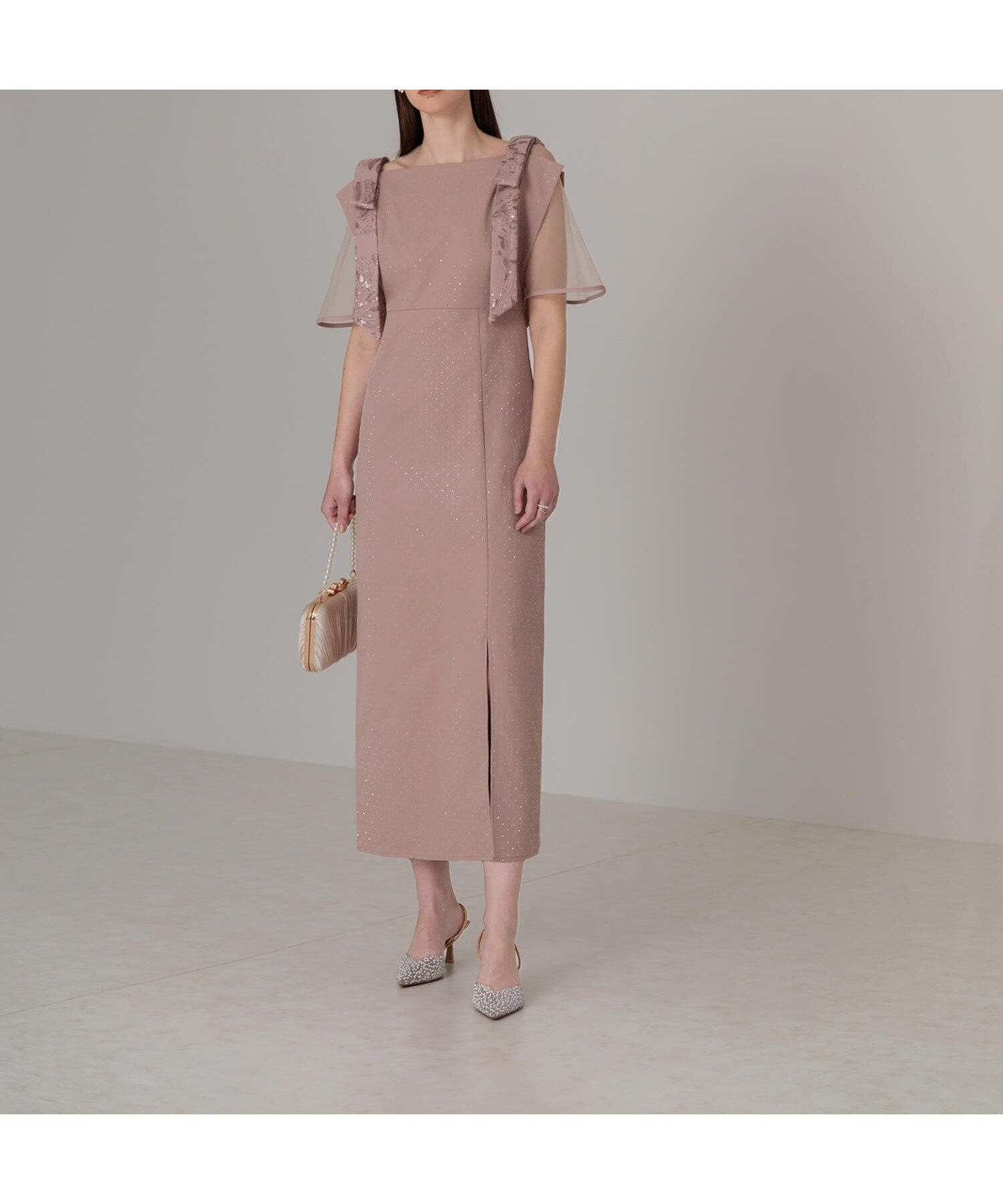 【その他のブランド/Other】のLEJA-2WAY花柄リボンドットストーンIラインワンピースドレス 結婚式 インテリア・キッズ・メンズ・レディースファッション・服の通販 founy(ファニー) 　ファッション　Fashion　レディースファッション　Fashion for Women　ワンピース　Dresses　フォーマル・パーティードレス・結婚式用ドレス　Elegant & Casual Dresses　オケージョン　Occasion Wear　シアー　Sheer, See-Through　シンプル　Simple, Minimal　ストーン　Stone, Gem-Like　ドレス　Dress, One-Piece　フォーマル　Formal, Dressy　フロント　Front, Front Design　マーメイド　Mermaid, Fishtail Silhouette　リボン　Ribbon, Bow　レース　Lace, Lace Fabric　結婚式　Wedding　披露宴　Wedding Reception　二次会　After Party　PINK|ID: prp329100004602321 ipo3291000000032723816