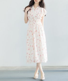 【セゾンドパピヨン/SAISON DE PAPILLON】のウエストシャーリング花柄ワンピース 人気、トレンドファッション・服の通販 founy(ファニー) ファッション Fashion レディースファッション Fashion for Women ワンピース Dresses ガーリー Girly, Feminine Style シャーリング Shirring, Ruched ジャケット Jacket, Outerwear パール Pearl, Pearl Accent フレア Flare, Flared フロント Front, Front Design エレガント 上品 Elegant 楽ちん Easy Fit, Comfortable |ID:prp329100004602331