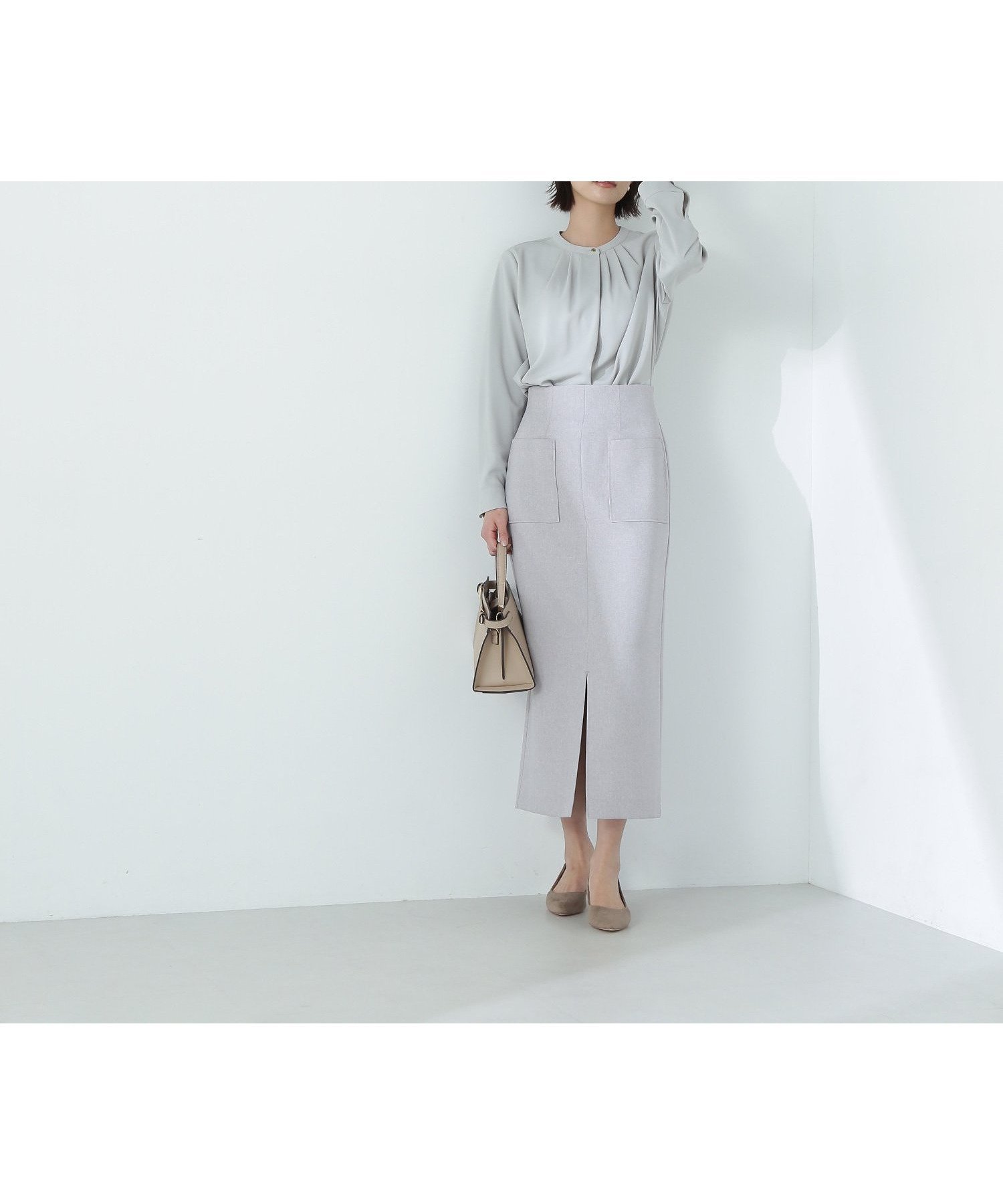 【ナチュラル ビューティー ベーシック/NATURAL BEAUTY BASIC】のアウトポケットナロースカート インテリア・キッズ・メンズ・レディースファッション・服の通販 founy(ファニー) 　ファッション　Fashion　レディースファッション　Fashion for Women　スカート　Skirts　スリット　Slit, Slit Detail　フロント　Front, Front Design　ベーシック　Basic, Essential　ポケット　Pocket, Pocket Detail　ビジネス 仕事 通勤　Business / Work / Commuting　ライトベージュ|ID: prp329100004602340 ipo3291000000032724314