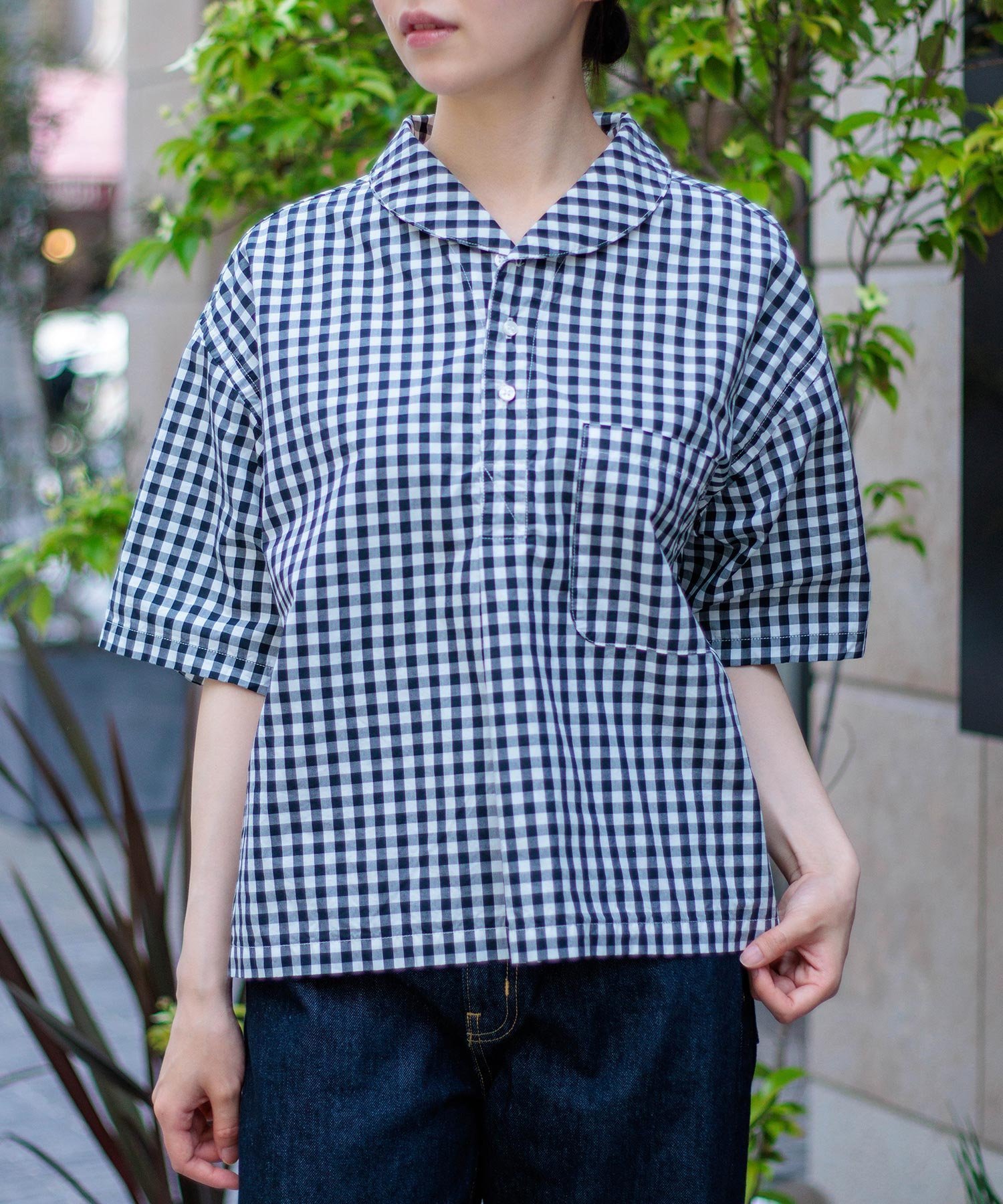 【ドミンゴ/DOMINGO】の40Sタイプライターチェック S/Sフェザープルオーバー 人気、トレンドファッション・服の通販 founy(ファニー) 　ファッション　Fashion　レディースファッション　Fashion for Women　トップス・カットソー　Cut & Sew Tops　カジュアルプルオーバー・ニットトップス　Pullovers & Knit Tops / Casual Pullovers　ギンガム　Gingham, Gingham Fabric　タイプライター　Typewriter Fabric, Crisp Cotton　チェック　Check, Plaid, Tartan　デニム　Denim, Jeans Material　フェザー　Feather, Feather Detail　ボトム　Bottoms, Lower Wear　S/S・春夏　SS, Spring/Summer, Warm Season　夏　Summer　エレガント 上品　Elegant　 other-1|ID: prp329100004602348 ipo3291000000032724722