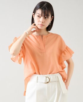 【ティアラ/Tiara】のスキッパーフリルスリーブブラウス 人気、トレンドファッション・服の通販 founy(ファニー) ファッション Fashion レディースファッション Fashion for Women トップス・カットソー Cut & Sew Tops シャツ・ブラウス・オフィスカジュアル Elegant Blouses & Button-Ups ウォッシャブル Machine Washable シアー Sheer, See-Through スキッパー Skipper, Open Collar バランス Balance, Style Balance フリル Frill, Ruffle ブライト Bright, Shiny エレガント 上品 Elegant 夏 Summer |ID:prp329100004602362
