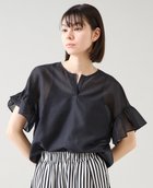 【ティアラ/Tiara】のスキッパーフリルスリーブブラウス 人気、トレンドファッション・服の通販 founy(ファニー) ファッション Fashion レディースファッション Fashion for Women トップス・カットソー Cut & Sew Tops シャツ・ブラウス・オフィスカジュアル Elegant Blouses & Button-Ups ウォッシャブル Machine Washable シアー Sheer, See-Through スキッパー Skipper, Open Collar バランス Balance, Style Balance フリル Frill, Ruffle ブライト Bright, Shiny エレガント 上品 Elegant 夏 Summer thumbnail ブラック|ID: prp329100004602362 ipo3291000000033570040