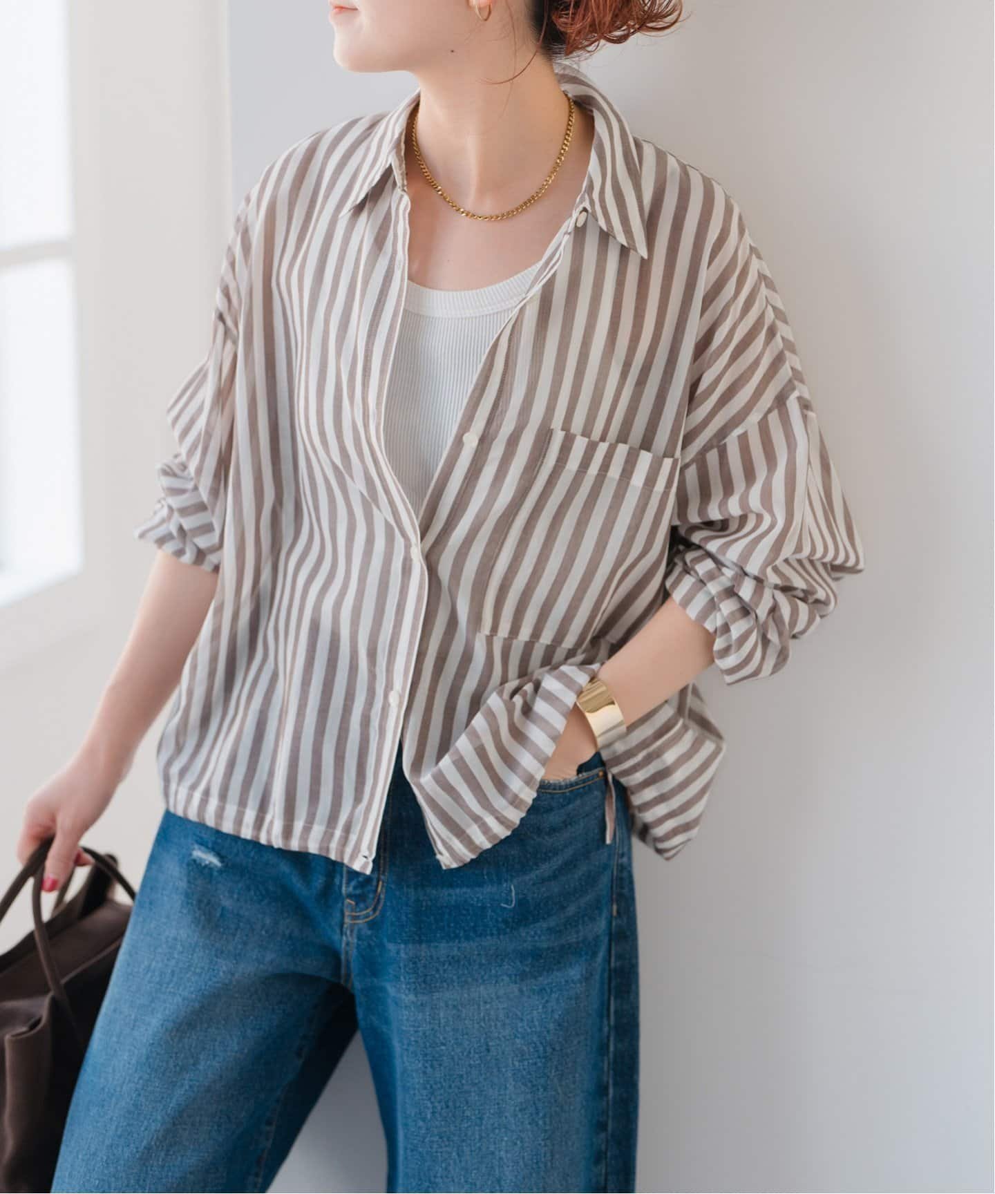 【スピック&スパン/Spick & Span】のコットンボイルストライプショートシャツ 人気、トレンドファッション・服の通販 founy(ファニー) 　ファッション　Fashion　レディースファッション　Fashion for Women　トップス・カットソー　Cut & Sew Tops　シャツ・ブラウス・オフィスカジュアル　Elegant Blouses & Button-Ups　おすすめ　Recommended / Our Picks　インナー　Innerwear　ストライプ　Stripe, Striped Pattern　ストレート　Straight, Straight Cut　人気　Popular, Best Seller　 other-1|ID: prp329100004602363 ipo3291000000032725207