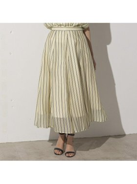【エウクレイド/EUCLAID】のシアーストライプスカート 人気、トレンドファッション・服の通販 founy(ファニー) ファッション Fashion レディースファッション Fashion for Women スカート Skirts イエロー Yellow シアー Sheer, See-Through シンプル Simple, Minimal ストライプ Stripe, Striped Pattern セットアップ Set-Up, Coordinated Outfit バランス Balance, Style Balance フォルム Silhouette, Form フレア Flare, Flared フレアースカート Flared Skirt, A-Line Skirt エレガント 上品 Elegant |ID:prp329100004602446