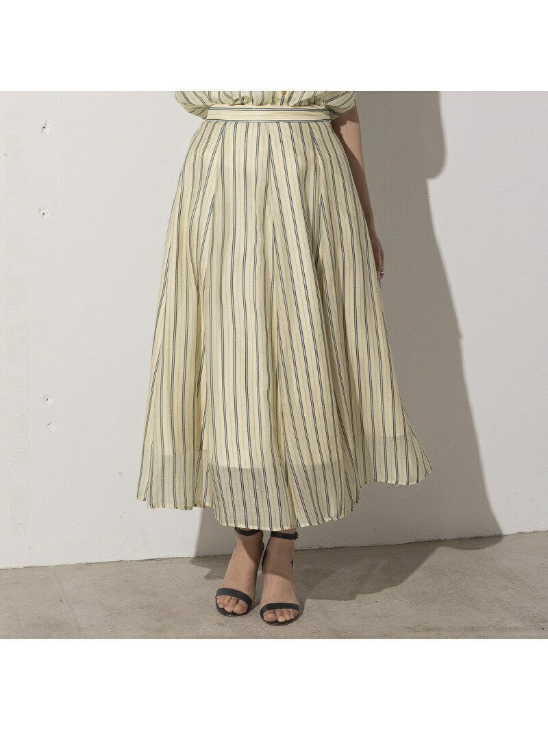【エウクレイド/EUCLAID】のシアーストライプスカート 人気、トレンドファッション・服の通販 founy(ファニー) 　ファッション　Fashion　レディースファッション　Fashion for Women　スカート　Skirts　イエロー　Yellow　シアー　Sheer, See-Through　シンプル　Simple, Minimal　ストライプ　Stripe, Striped Pattern　セットアップ　Set-Up, Coordinated Outfit　バランス　Balance, Style Balance　フォルム　Silhouette, Form　フレア　Flare, Flared　フレアースカート　Flared Skirt, A-Line Skirt　エレガント 上品　Elegant　 other-1|ID: prp329100004602446 ipo3291000000032726688