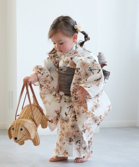 【ウタタネ/utatane / KIDS】のひよこ商店 子供浴衣3点セット 女の子 きなりに琥珀色の連なる小菊 人気、トレンドファッション・服の通販 founy(ファニー) ファッション Fashion キッズファッション Fashion for Kids |ID:prp329100004602462