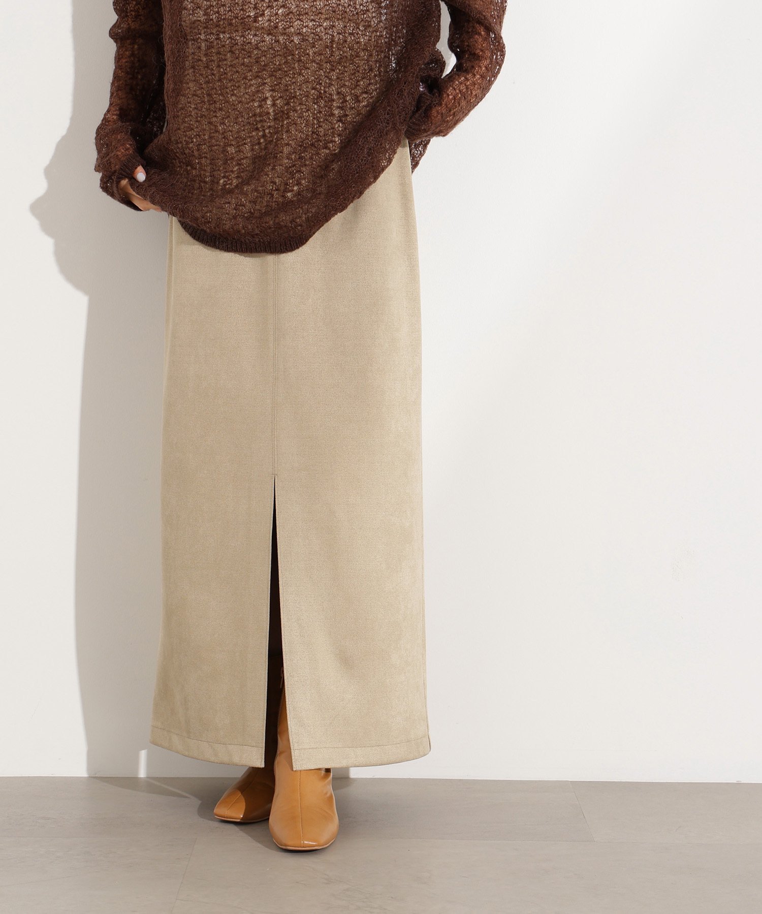 【エヌ ナチュラルビューティーベーシック/N.Natural Beauty basic】のフェイクスウェードスリットスカート 人気、トレンドファッション・服の通販 founy(ファニー) 　ファッション　Fashion　レディースファッション　Fashion for Women　スカート　Skirts　サンダル　Sandals, Summer Shoes　スリット　Slit, Slit Detail　トレンド　Trend, Trending Now　フロント　Front, Front Design　秋　Autumn　 other-1|ID: prp329100004602476 ipo3291000000032726966