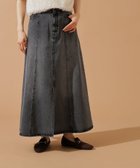 【エヌ ナチュラルビューティーベーシック/N.Natural Beauty basic】のパネル切替デニムフレアスカート 人気、トレンドファッション・服の通販 founy(ファニー) ファッション Fashion レディースファッション Fashion for Women スカート Skirts Aライン・フレアスカート A-Line & Flared Skirts コンパクト Compact, Small Size スリット Slit, Slit Detail デニム Denim, Jeans Material フレア Flare, Flared フロント Front, Front Design ブリーチ Bleach, Washed Finish エレガント 上品 Elegant 切替 Switching, Contrast Panel thumbnail ブラック|ID: prp329100004602477 ipo3291000000032726985