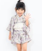 【その他のブランド/Other】の浴衣3点セット キッズ セパレート(上着+カボチャパンツ+帯) 薄ベージュ系に紫×ホワイト|ID: prp329100004602487 ipo3291000000032727084