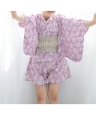【その他のブランド/Other】の浴衣3点セット キッズ セパレート(上着+カボチャパンツ+帯) ピンクパープル×亜麻色|ID: prp329100004602487 ipo3291000000032727089