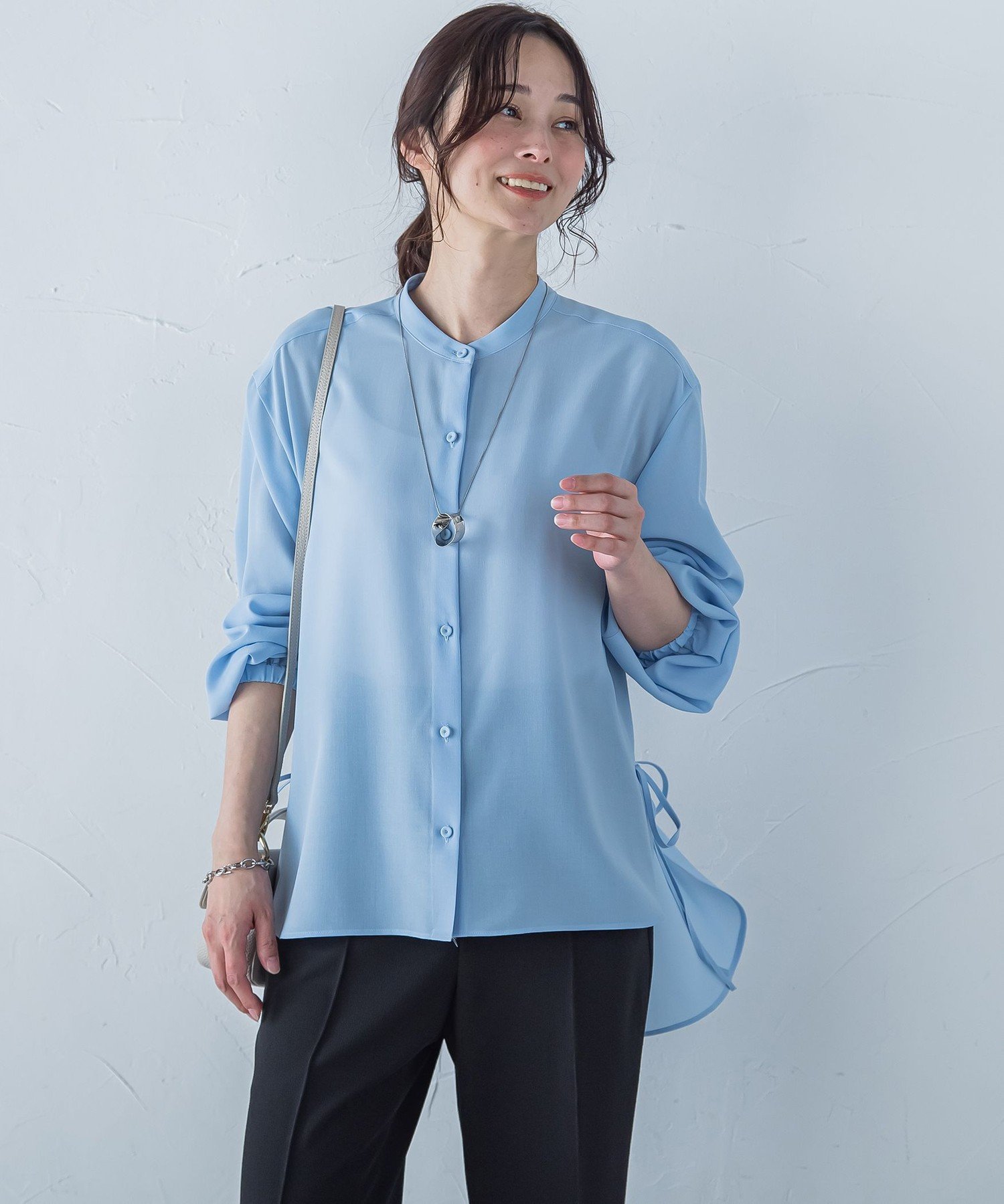 【ロートレ アモン/LAUTRE AMONT】のサイドリボンドレープブラウス≪イージーケア≫ 人気、トレンドファッション・服の通販 founy(ファニー) 　ファッション　Fashion　レディースファッション　Fashion for Women　トップス・カットソー　Cut & Sew Tops　シャツ・ブラウス・オフィスカジュアル　Elegant Blouses & Button-Ups　スリーブ　Sleeve, Long Sleeve / Short Sleeve　フロント　Front, Front Design　ワイド　Wide, Wide Fit　 other-1|ID: prp329100004602503 ipo3291000000032727279