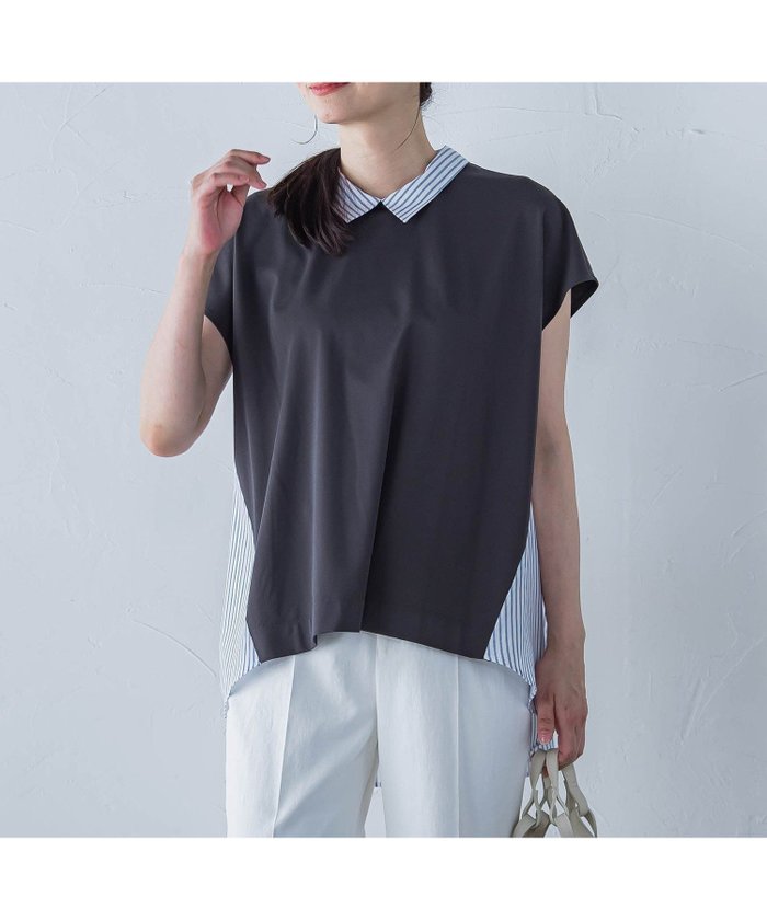 【ロートレ アモン/LAUTRE AMONT】のHari-Puruジャージ2WAYカットソー≪洗濯機で洗える≫ インテリア・キッズ・メンズ・レディースファッション・服の通販 founy(ファニー) https://founy.com/ ファッション Fashion レディースファッション Fashion for Women トップス・カットソー Cut & Sew Tops カットソー・ベーシックTシャツ Cut-and-Sewn Tops / Stretch Tees & Basics カットソー Cut and Sewn Top コンビ Combo, Combination Style シンプル Simple, Minimal ストライプ Stripe, Striped Pattern 夏 Summer 洗える Machine Washable |ID: prp329100004602505 ipo3291000000032727295