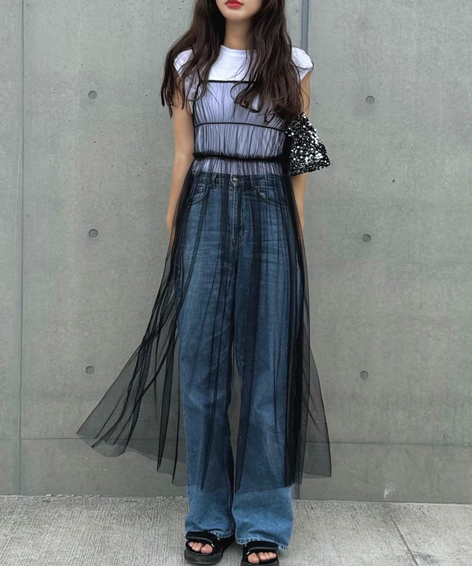 【ジュノア/JUNOAH】のチュールフレアキャミワンピース インテリア・キッズ・メンズ・レディースファッション・服の通販 founy(ファニー) 　ファッション　Fashion　レディースファッション　Fashion for Women　ワンピース　Dresses　キャミソールワンピース　Camisole Dresses　ブラック|ID: prp329100004602541 ipo3291000000032727911