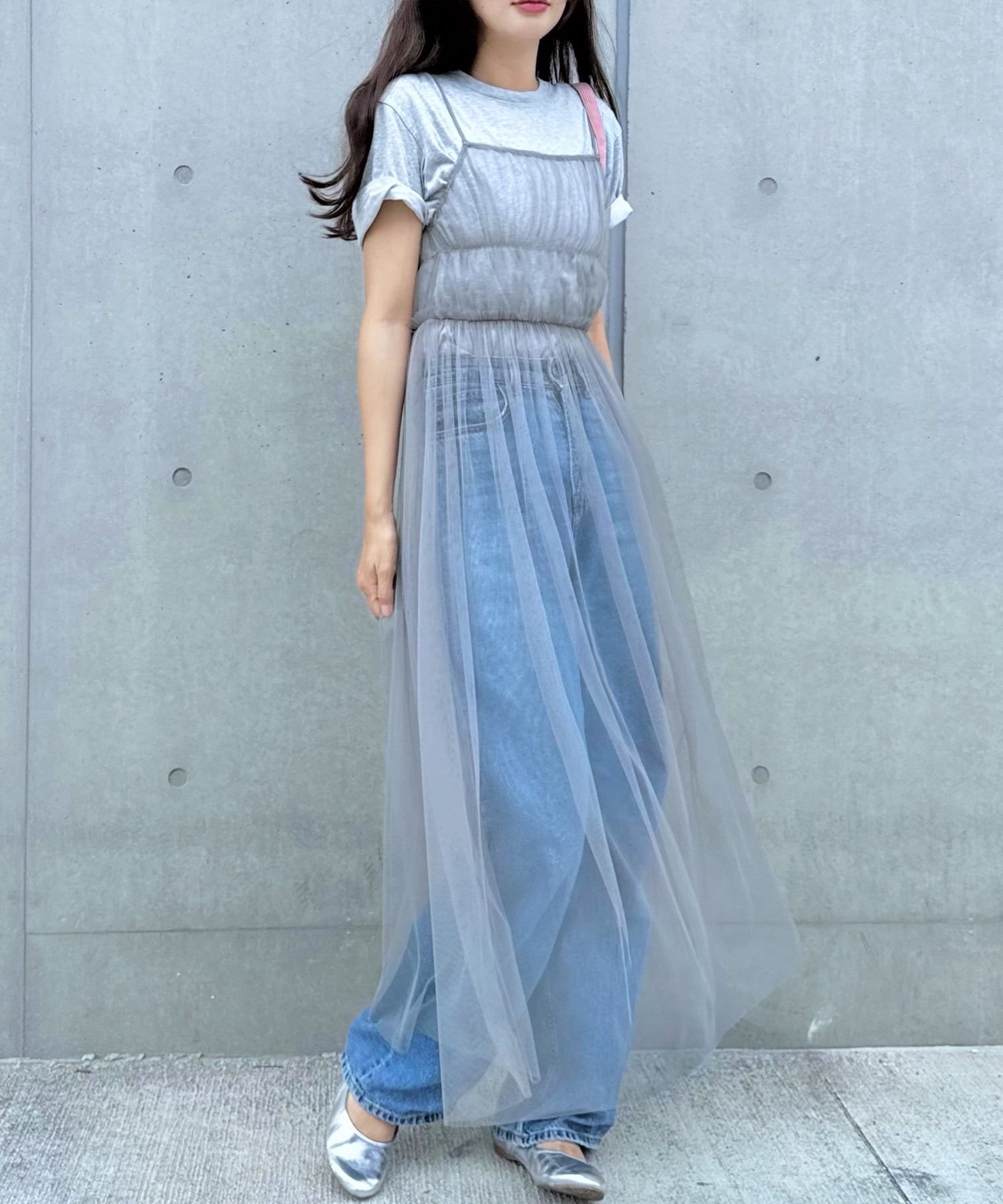 【ジュノア/JUNOAH】のチュールフレアキャミワンピース インテリア・キッズ・メンズ・レディースファッション・服の通販 founy(ファニー) 　ファッション　Fashion　レディースファッション　Fashion for Women　ワンピース　Dresses　キャミソールワンピース　Camisole Dresses　グレー|ID: prp329100004602541 ipo3291000000032727914