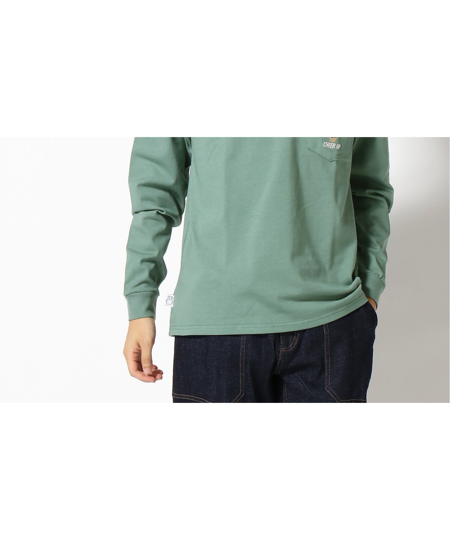 【ジムマスター/gym master / MEN】のgym master/7.4oz CHEERUP刺繍ロンTee インテリア・キッズ・メンズ・レディースファッション・服の通販 founy(ファニー) 　ファッション　Fashion　メンズファッション　Fashion for Men　スリーブ　Sleeve, Long Sleeve / Short Sleeve　ボトム　Bottoms, Lower Wear　ロング　Long, Long-Length　グリーン|ID: prp329100004602544 ipo3291000000032728041