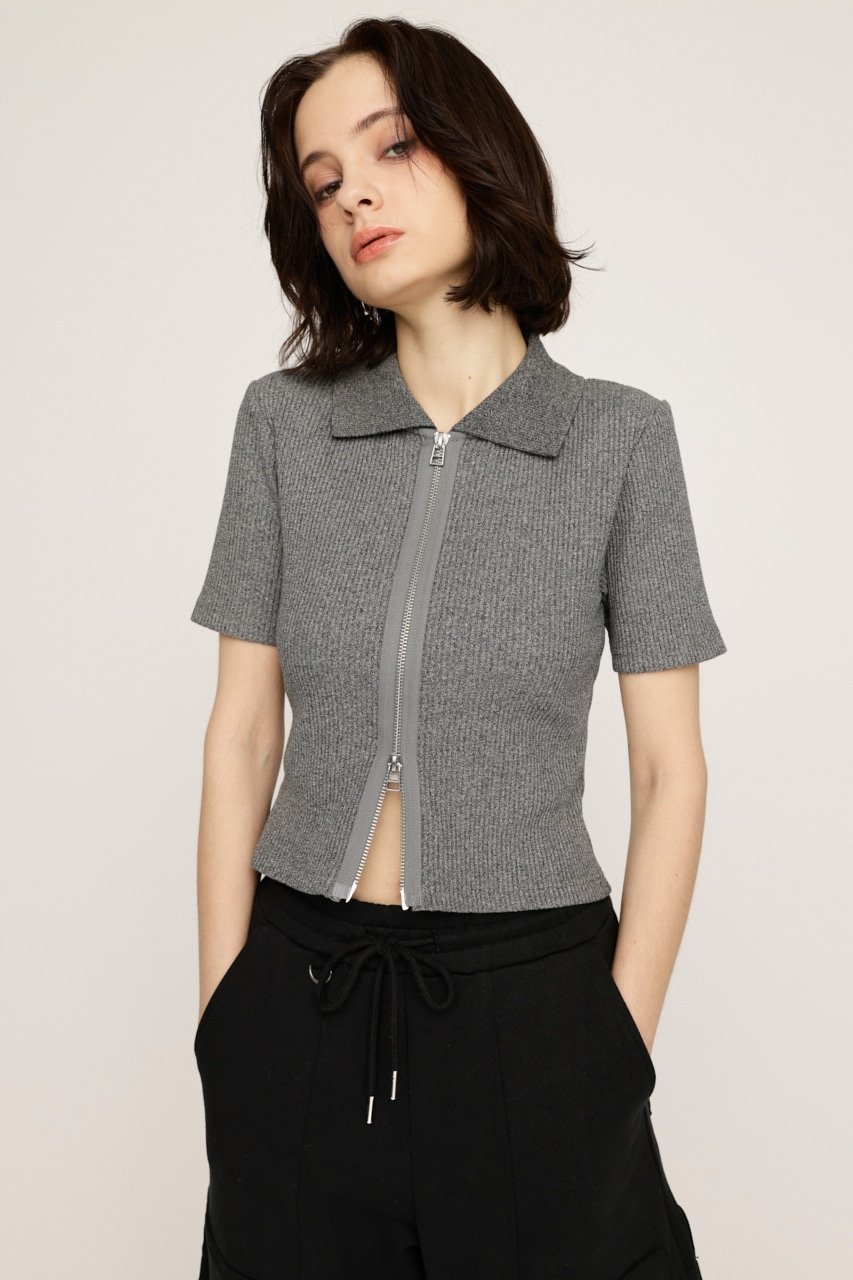 【スライ/SLY】のFRONT ZIP CUT RIB トップス インテリア・キッズ・メンズ・レディースファッション・服の通販 founy(ファニー) 　ファッション　Fashion　レディースファッション　Fashion for Women　トップス・カットソー　Cut & Sew Tops　シンプル　Simple, Minimal　ジップ　Zip, Zipper　トレンド　Trend, Trending Now　フロント　Front, Front Design　夏　Summer　M/BLK7|ID: prp329100004602564 ipo3291000000032728554