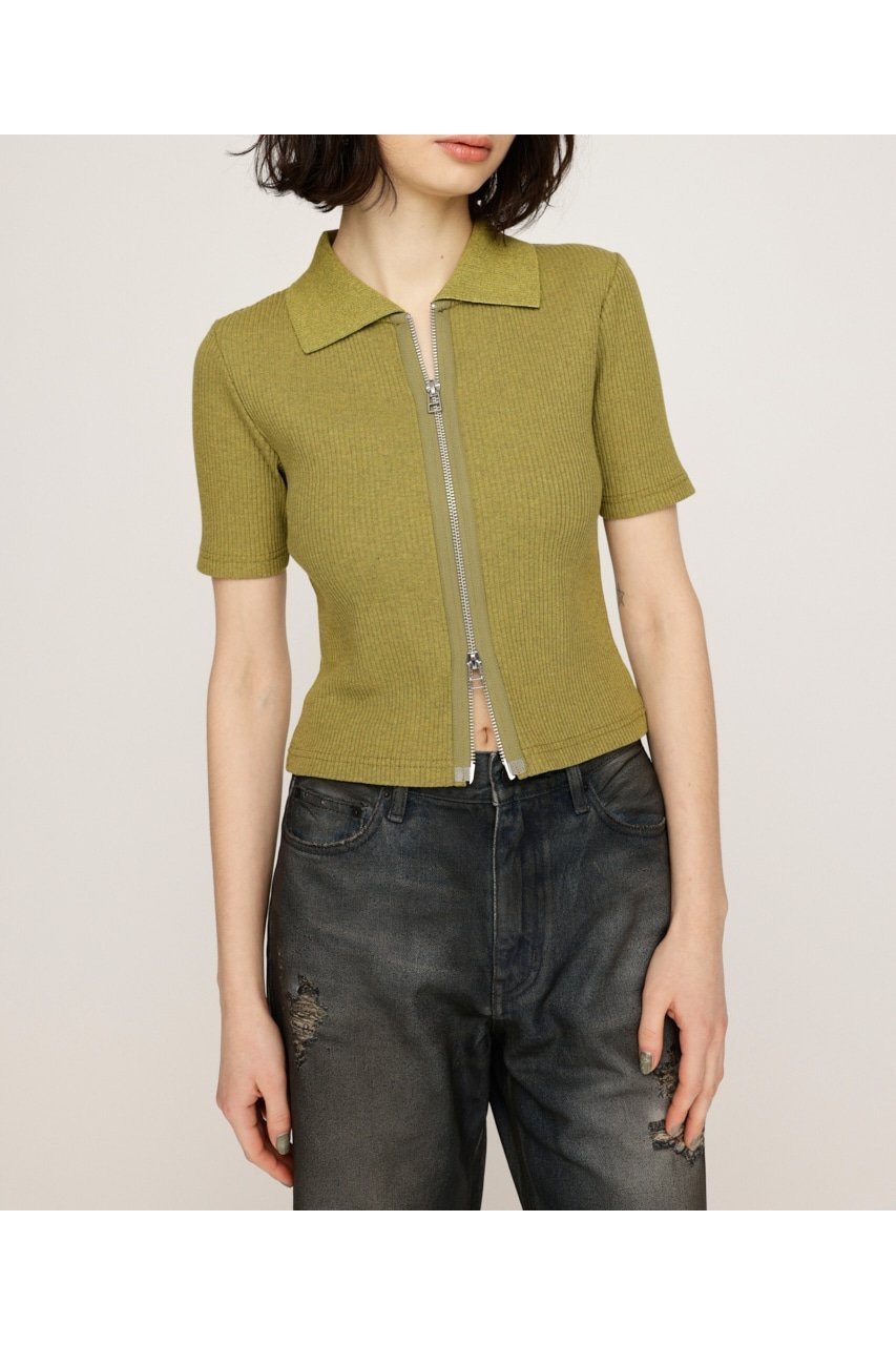 【スライ/SLY】のFRONT ZIP CUT RIB トップス インテリア・キッズ・メンズ・レディースファッション・服の通販 founy(ファニー) 　ファッション　Fashion　レディースファッション　Fashion for Women　トップス・カットソー　Cut & Sew Tops　シンプル　Simple, Minimal　ジップ　Zip, Zipper　トレンド　Trend, Trending Now　フロント　Front, Front Design　夏　Summer　M/GRN7|ID: prp329100004602564 ipo3291000000032728556