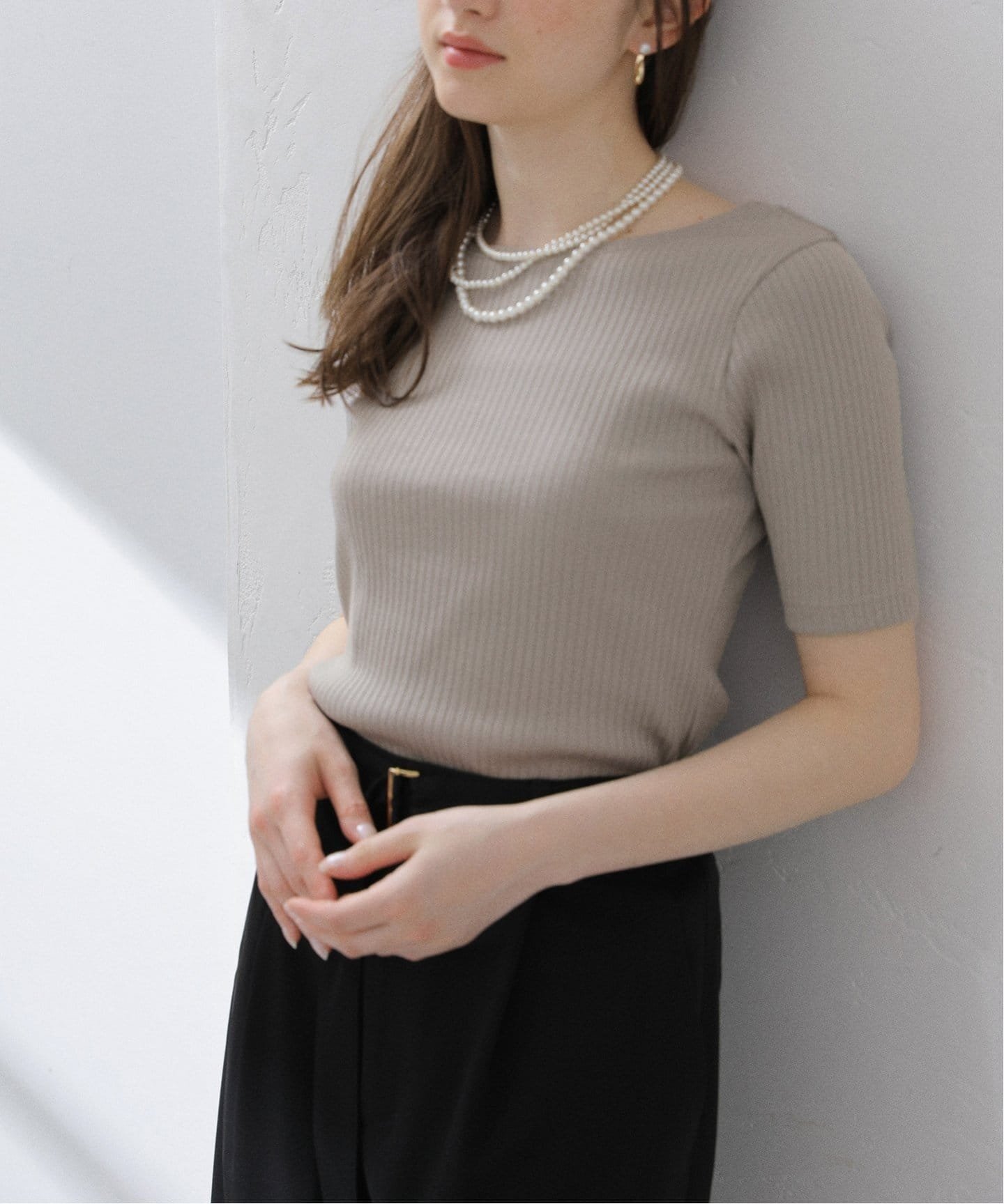 【ラ トータリテ/La TOTALITE】の【洗える】2wayリブカットソー インテリア・キッズ・メンズ・レディースファッション・服の通販 founy(ファニー) 　ファッション　Fashion　レディースファッション　Fashion for Women　トップス・カットソー　Cut & Sew Tops　カットソー・ベーシックTシャツ　Cut-and-Sewn Tops / Stretch Tees & Basics　2025年　2025　2025春夏・S/S　Spring/Summer 2025 SS25　おすすめ　Recommended / Our Picks　インナー　Innerwear　ジャケット　Jacket, Outerwear　デコルテ　Décolleté, Neckline　洗える　Machine Washable　ブラウン C|ID: prp329100004602578 ipo3291000000032728679