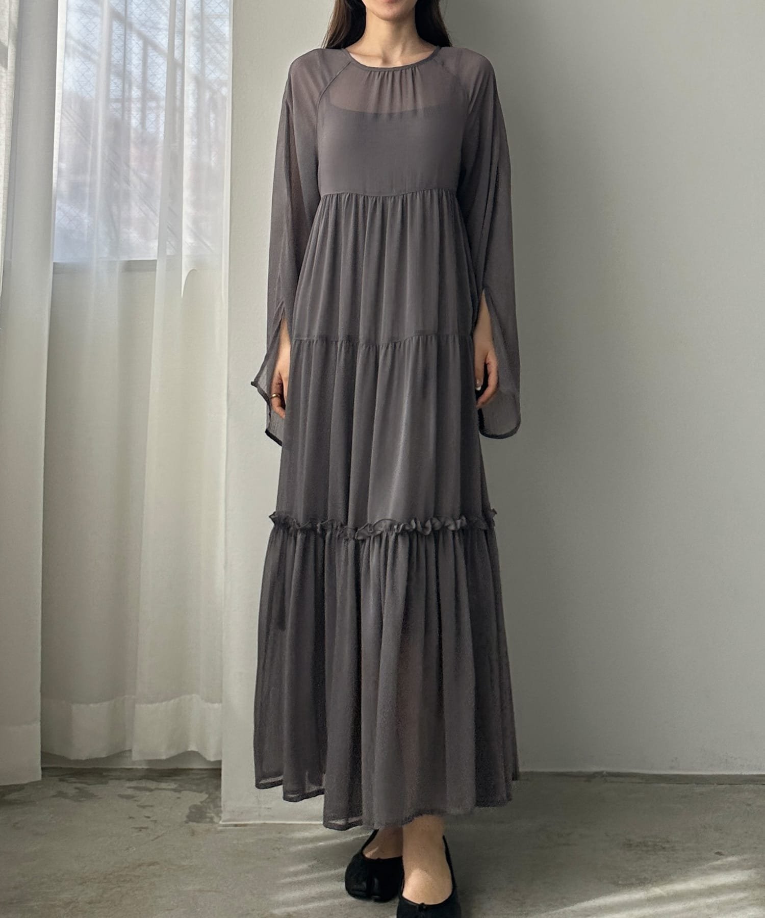 【ジュノア/JUNOAH】のlouere ペチコートsetワンピース インテリア・キッズ・メンズ・レディースファッション・服の通販 founy(ファニー) 　ファッション　Fashion　レディースファッション　Fashion for Women　アウター　Coat / Outerwear Collection　コート・ロングコート・ピーコート　Long Coats, Peacoats & More　ペチコート　Petticoat, Underskirt　チャコール|ID: prp329100004602602 ipo3291000000032729023