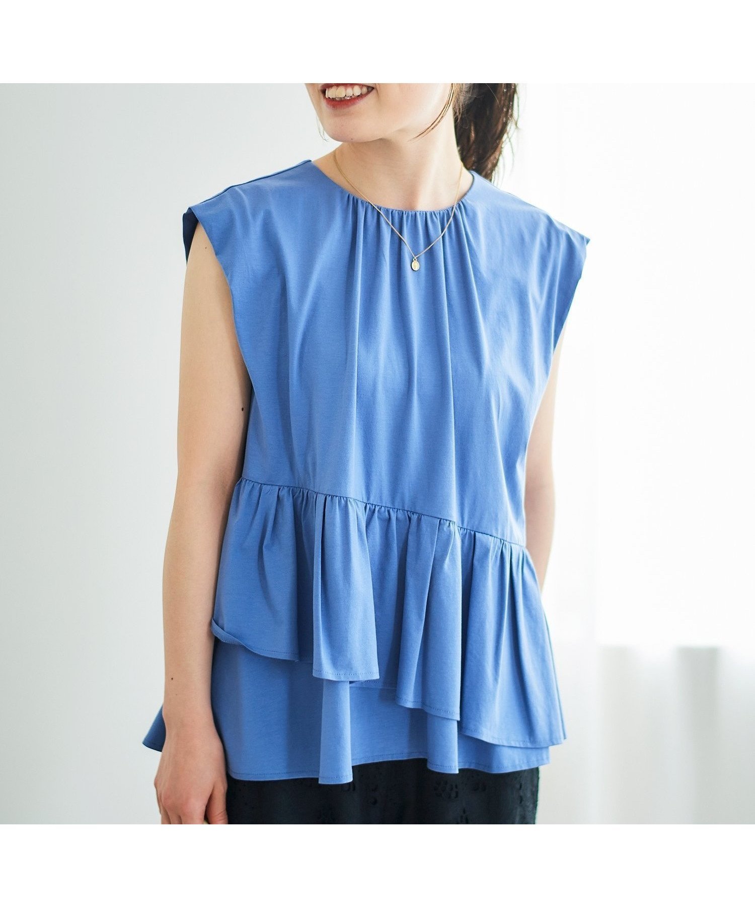 【ルクールブラン/le.coeur blanc】のペプラムフリルノースリーブTEE 人気、トレンドファッション・服の通販 founy(ファニー) 　ファッション　Fashion　レディースファッション　Fashion for Women　トップス・カットソー　Cut & Sew Tops　キャミソール&ノースリーブ　Camisoles & Sleeveless Tops　おすすめ　Recommended / Our Picks　アシンメトリー　Asymmetrical Style　カットソー　Cut and Sewn Top　シンプル　Simple, Minimal　スリーブ　Sleeve, Long Sleeve / Short Sleeve　ノースリーブ　Sleeveless, No-Sleeve　フリル　Frill, Ruffle　フレンチ　French, French Style　ペプラム　Peplum, Flared Hem　夏　Summer　 other-1|ID: prp329100004602613 ipo3291000000032729120