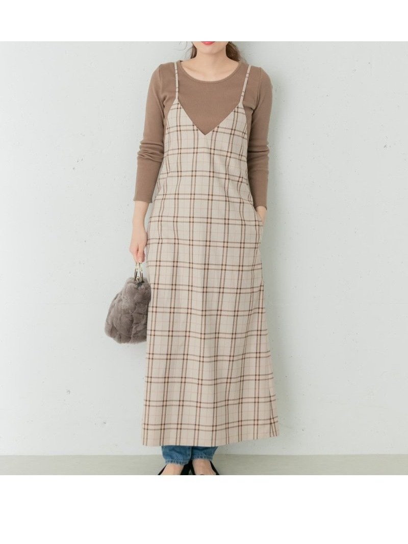 【サニーレーベル/Sonny Label / URBAN RESEARCH】のバックレースアップキャミワンピース インテリア・キッズ・メンズ・レディースファッション・服の通販 founy(ファニー) 　ファッション　Fashion　レディースファッション　Fashion for Women　ワンピース　Dresses　キャミソールワンピース　Camisole Dresses　シンプル　Simple, Minimal　レース　Lace, Lace Fabric　チェック|ID: prp329100004602620 ipo3291000000032729257