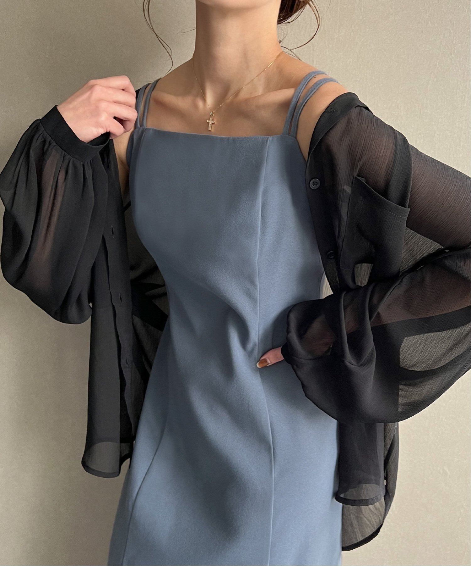 【ジュノア/JUNOAH】のピーチスキンIラインキャミワンピース インテリア・キッズ・メンズ・レディースファッション・服の通販 founy(ファニー) 　ファッション　Fashion　レディースファッション　Fashion for Women　ワンピース　Dresses　キャミソールワンピース　Camisole Dresses　ピーチ　Peach, Soft Touch　ブルーグレー|ID: prp329100004602633 ipo3291000000032729597