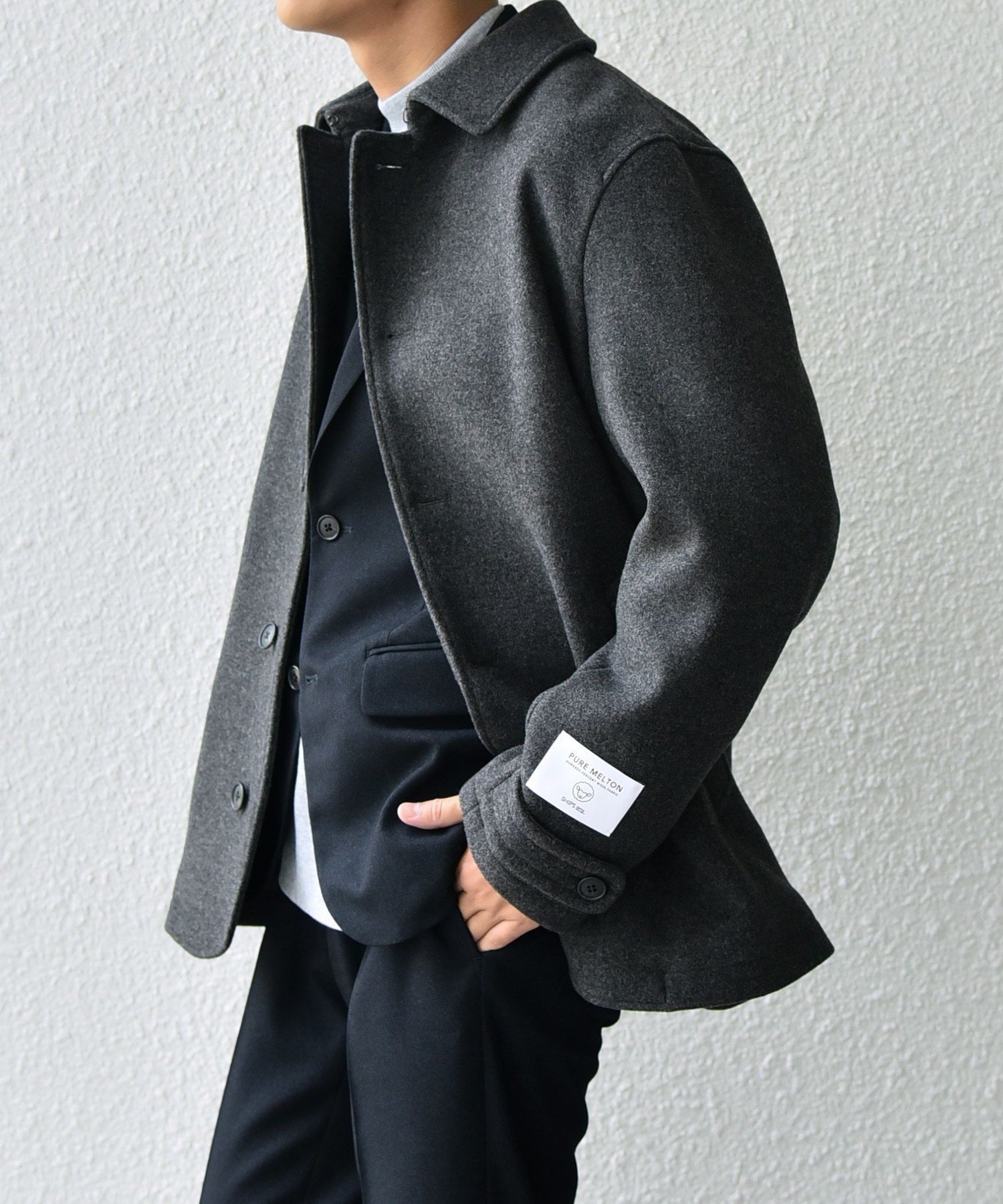 【シップス/SHIPS / MEN】のSHIPS any PURE WOOL MELTON シングル Pコート インテリア・キッズ・メンズ・レディースファッション・服の通販 founy(ファニー) 　ファッション　Fashion　メンズファッション　Fashion for Men　シンプル　Simple, Minimal　ジャケット　Jacket, Outerwear　フィット　Fit, Slim Fit　フレンチ　French, French Style　メルトン　Melton, Heavy Wool　メンズ　Men's, Menswear　冬　Winter / This Winter　ビジネス 仕事 通勤　Business / Work / Commuting　ダークグレー|ID: prp329100004602688 ipo3291000000032730385