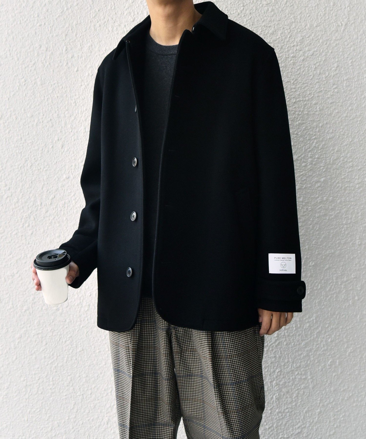 【シップス/SHIPS / MEN】のSHIPS any PURE WOOL MELTON シングル Pコート インテリア・キッズ・メンズ・レディースファッション・服の通販 founy(ファニー) 　ファッション　Fashion　メンズファッション　Fashion for Men　シンプル　Simple, Minimal　ジャケット　Jacket, Outerwear　フィット　Fit, Slim Fit　フレンチ　French, French Style　メルトン　Melton, Heavy Wool　メンズ　Men's, Menswear　冬　Winter / This Winter　ビジネス 仕事 通勤　Business / Work / Commuting　ブラック|ID: prp329100004602688 ipo3291000000032730386