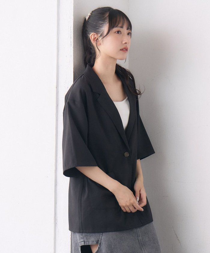 【レトロガール/RETRO GIRL】の【ゆるてろ】半袖JK インテリア・キッズ・メンズ・レディースファッション・服の通販 founy(ファニー) https://founy.com/ ファッション Fashion レディースファッション Fashion for Women トップス・カットソー Cut & Sew Tops サマー Summer, Summer Style ジャケット Jacket, Outerwear スラックス Slacks, Dress Pants セットアップ Set-Up, Coordinated Outfit デニム Denim, Jeans Material トレンド Trend, Trending Now ベーシック Basic, Essential ポケット Pocket, Pocket Detail 半袖 Short Sleeve, Half Sleeve |ID: prp329100004602972 ipo3291000000032734400