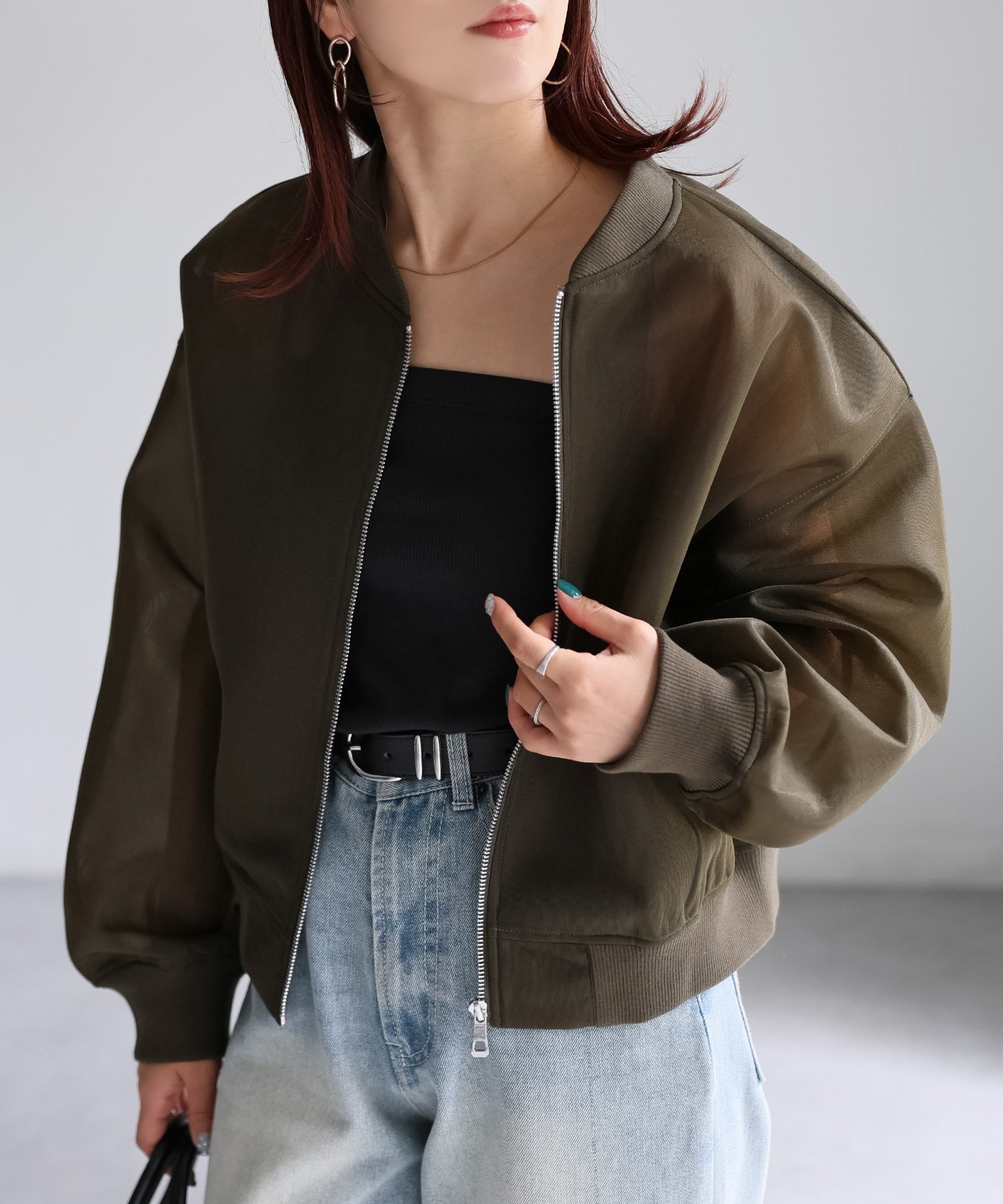 【リベリー/Riberry】のダンボールシアーMA-1ブルゾン インテリア・キッズ・メンズ・レディースファッション・服の通販 founy(ファニー) 　ファッション　Fashion　レディースファッション　Fashion for Women　アウター　Coat / Outerwear Collection　ブルゾンジャケット・スポーティアウター　Blouson Jackets　MA-1ジャケット　MA-1 Bomber Jackets / Flight Jackets　インナー　Innerwear　シアー　Sheer, See-Through　ショルダー　Shoulder, Shoulder Strap　スラックス　Slacks, Dress Pants　スリーブ　Sleeve, Long Sleeve / Short Sleeve　タートル　Turtleneck, Turtle Collar　ダウン　Down, Puffer　デニム　Denim, Jeans Material　トレンド　Trend, Trending Now　ドロップ　Drop Shoulder, Dropped Style　フォルム　Silhouette, Form　ブルゾン　Blouson, Bomber Jacket　マーメイド　Mermaid, Fishtail Silhouette　ワイド　Wide, Wide Fit　おすすめ　Recommended / Our Picks　エレガント 上品　Elegant　カーキ|ID: prp329100004602995 ipo3291000000032734790