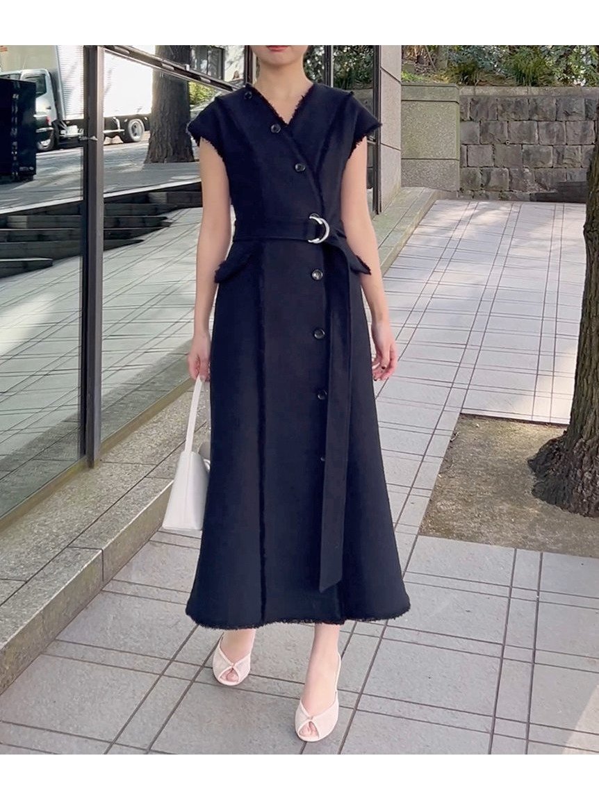 【スナイデル/SNIDEL】のツイードジレワンピース インテリア・キッズ・メンズ・レディースファッション・服の通販 founy(ファニー) 　ファッション　Fashion　レディースファッション　Fashion for Women　アウター　Coat / Outerwear Collection　カットソー　Cut and Sewn Top　ツイード　Twill, Twill Weave　フラップ　Flap, Flap Pocket　フリンジ　Fringe, Tassel　フロント　Front, Front Design　ポケット　Pocket, Pocket Detail　ミックス　Mix, Mixed Style　ロング　Long, Long-Length　NVY[089]|ID: prp329100004602999 ipo3291000000032734851