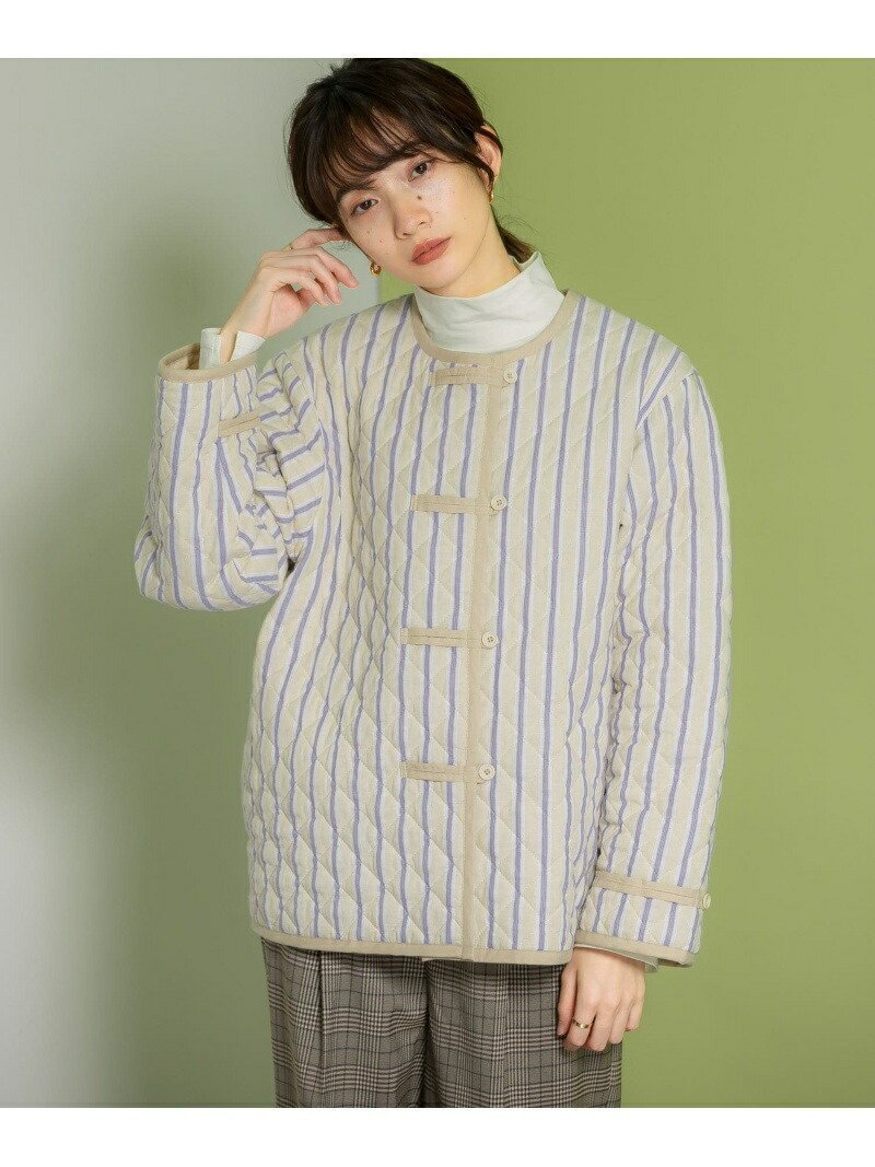 【ケービーエフ/KBF / URBAN RESEARCH】のストライプキルティングジャケット インテリア・キッズ・メンズ・レディースファッション・服の通販 founy(ファニー) 　ファッション　Fashion　レディースファッション　Fashion for Women　アウター　Coat / Outerwear Collection　レディースジャケット・軽アウター　Jackets　おすすめ　Recommended / Our Picks　キルティング　Quilted, Quilting　シンプル　Simple, Minimal　ジャケット　Jacket, Outerwear　ストライプ　Stripe, Striped Pattern　再入荷　Restock / Back in Stock　春　Spring　BEIGE MIX|ID: prp329100004603037 ipo3291000000032735215
