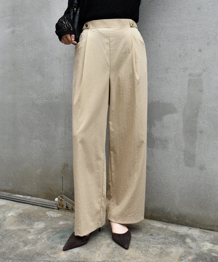 【ルクールブラン/le.coeur blanc】のRNストレッチセミワイドタックパンツ インテリア・キッズ・メンズ・レディースファッション・服の通販 founy(ファニー) https://founy.com/ ファッション Fashion レディースファッション Fashion for Women パンツ Pants & Trousers おすすめ Recommended / Our Picks ストレッチ Stretch, Stretchy Fabric マニッシュ Mannish, Boyish ワンポイント One Point, Statement Accent |ID: prp329100004603044 ipo3291000000032735276