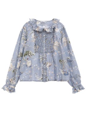 【ピンクハウス/PINK HOUSE】のSWAN LAKEプリントブラウス 人気、トレンドファッション・服の通販 founy(ファニー) ファッション Fashion レディースファッション Fashion for Women トップス・カットソー Cut & Sew Tops シャツ・ブラウス・オフィスカジュアル Elegant Blouses & Button-Ups フリル Frill, Ruffle プリント Print, Printed Pattern 春 Spring |ID:prp329100004603167