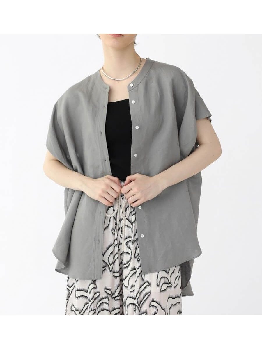 【ラシュッド/LASUD】のレーヨン麻シャツブラウス インテリア・キッズ・メンズ・レディースファッション・服の通販 founy(ファニー) 　ファッション　Fashion　レディースファッション　Fashion for Women　トップス・カットソー　Cut & Sew Tops　シャツ・ブラウス・オフィスカジュアル　Elegant Blouses & Button-Ups　シンプル　Simple, Minimal　エレガント 上品　Elegant　夏　Summer　羽織　Haori, Light Jacket　アッシュグレー|ID: prp329100004603172 ipo3291000000032737892