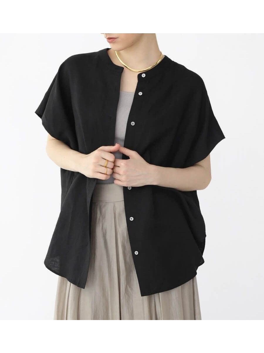 【ラシュッド/LASUD】のレーヨン麻シャツブラウス インテリア・キッズ・メンズ・レディースファッション・服の通販 founy(ファニー) 　ファッション　Fashion　レディースファッション　Fashion for Women　トップス・カットソー　Cut & Sew Tops　シャツ・ブラウス・オフィスカジュアル　Elegant Blouses & Button-Ups　シンプル　Simple, Minimal　エレガント 上品　Elegant　夏　Summer　羽織　Haori, Light Jacket　ブラック|ID: prp329100004603172 ipo3291000000032737893