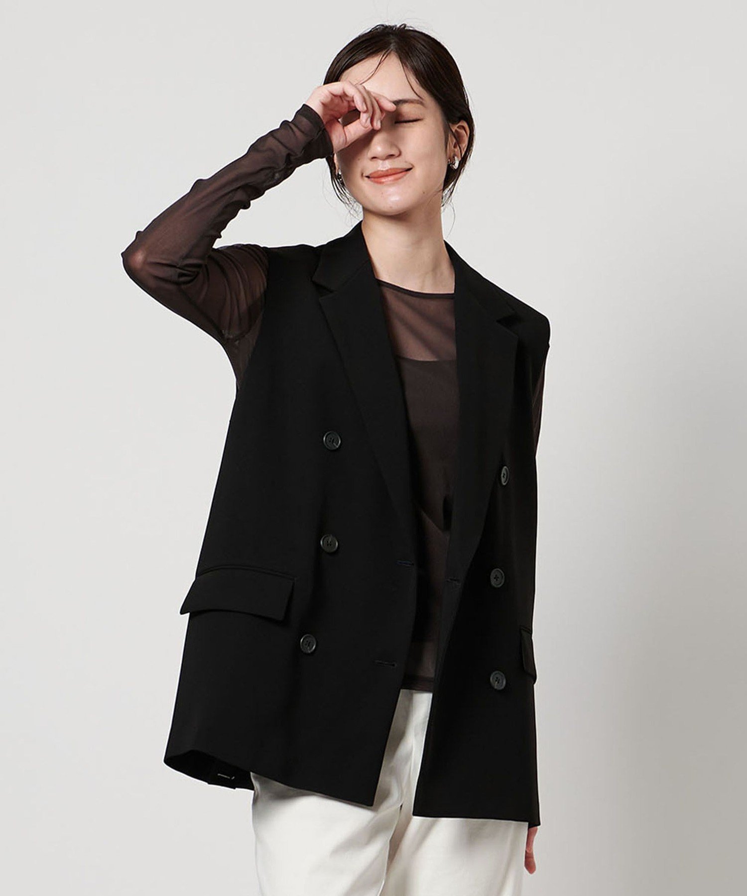 【ユナイテッドアローズ/UNITED ARROWS】のdrapy テーラード ベスト インテリア・キッズ・メンズ・レディースファッション・服の通販 founy(ファニー) 　ファッション　Fashion　レディースファッション　Fashion for Women　アウター　Coat / Outerwear Collection　トップス・カットソー　Cut & Sew Tops　ベスト&ジレ / 重ね着スタイル　Vests & Gilets　おすすめ　Recommended / Our Picks　インナー　Innerwear　カットソー　Cut and Sewn Top　シアー　Sheer, See-Through　ジャケット　Jacket, Outerwear　セットアップ　Set-Up, Coordinated Outfit　テーラード　Tailored, Tailored Fit　バランス　Balance, Style Balance　フラップ　Flap, Flap Pocket　ベスト　Vest, Waistcoat　ボックス　Boxy, Box Shape　ポケット　Pocket, Pocket Detail　ミドル　Middle Length, Mid Height　BLACK|ID: prp329100004603186 ipo3291000000032738037