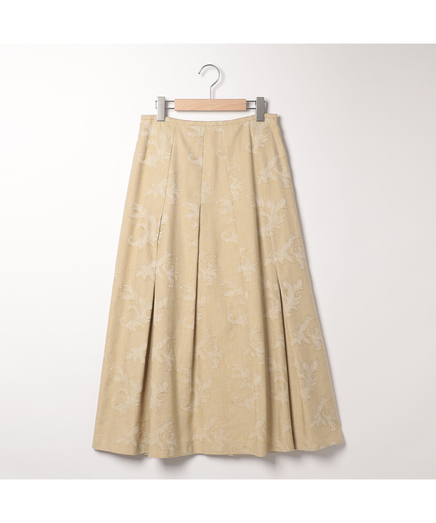 【スキャパ/SCAPA】のリネンコットンジャカードスカート インテリア・キッズ・メンズ・レディースファッション・服の通販 founy(ファニー) 　ファッション　Fashion　レディースファッション　Fashion for Women　スカート　Skirts　エレガント 上品　Elegant　ジャカード／ジャガード　Jacquard, Woven Pattern　ドレープ　Drape, Draping Fabric　フェミニン　Feminine, Girly　フレア　Flare, Flared　リネン　Linen, Linen Fabric　ロング　Long, Long-Length　ベージュ|ID: prp329100004603191 ipo3291000000032738093