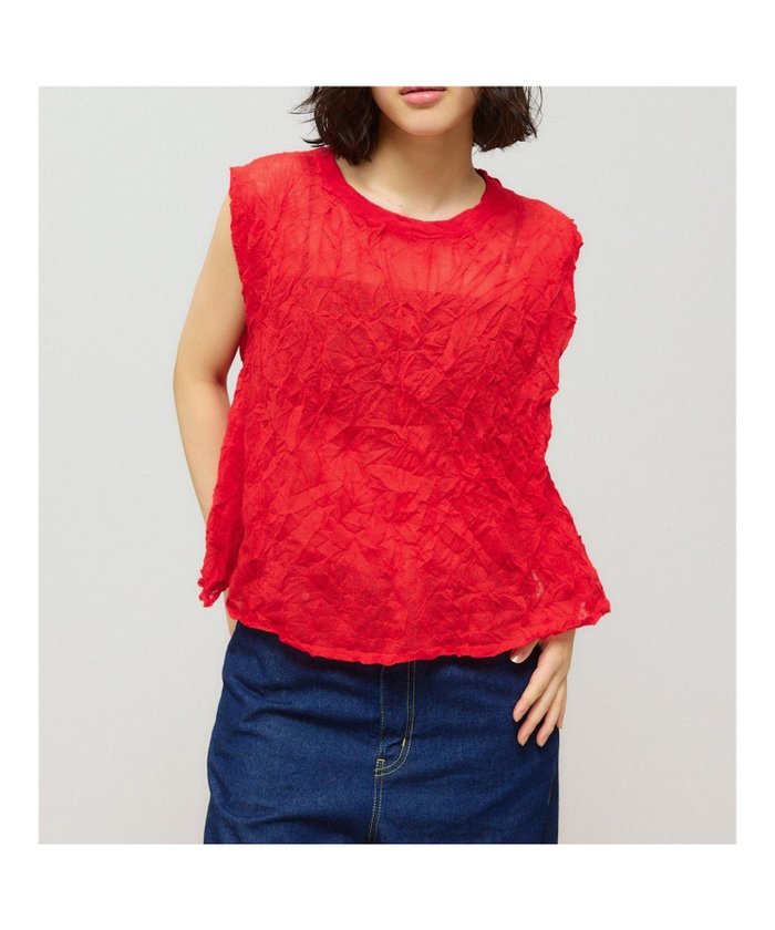 【マーコート/MARcourt】のMIDIUMISOLID for Ladies シアーワッシャーベスト インテリア・キッズ・メンズ・レディースファッション・服の通販 founy(ファニー) https://founy.com/ ファッション Fashion レディースファッション Fashion for Women アウター Coat / Outerwear Collection トップス・カットソー Cut & Sew Tops ベスト&ジレ / 重ね着スタイル Vests & Gilets ショート Short, Short Length ノースリーブ Sleeveless, No-Sleeve フレア Flare, Flared ポケット Pocket, Pocket Detail リネン Linen, Linen Fabric ワッシャー Washer, Crinkled Finish 夏 Summer |ID: prp329100004603201 ipo3291000000032738317