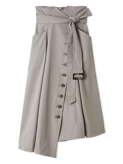 【スナイデル/SNIDEL】のアシメトレンチスカート インテリア・キッズ・メンズ・レディースファッション・服の通販 founy(ファニー) 　ファッション　Fashion　レディースファッション　Fashion for Women　スカート　Skirts　イエロー　Yellow　ウェーブ　Wavy Pattern　春　Spring　クラシカル　Classical, Vintage-Inspired　今季　This Season, Current Season　シャーリング　Shirring, Ruched　ストレート　Straight, Straight Cut　トレンチ　Trench, Trench Coat　トレンド　Trend, Trending Now　フィット　Fit, Slim Fit　フラワー　Flower, Floral　フロント　Front, Front Design　プリント　Print, Printed Pattern　ポケット　Pocket, Pocket Detail　ロング　Long, Long-Length　おすすめ　Recommended / Our Picks　エレガント 上品　Elegant　GRY[006]|ID: prp329100004603205 ipo3291000000032738377