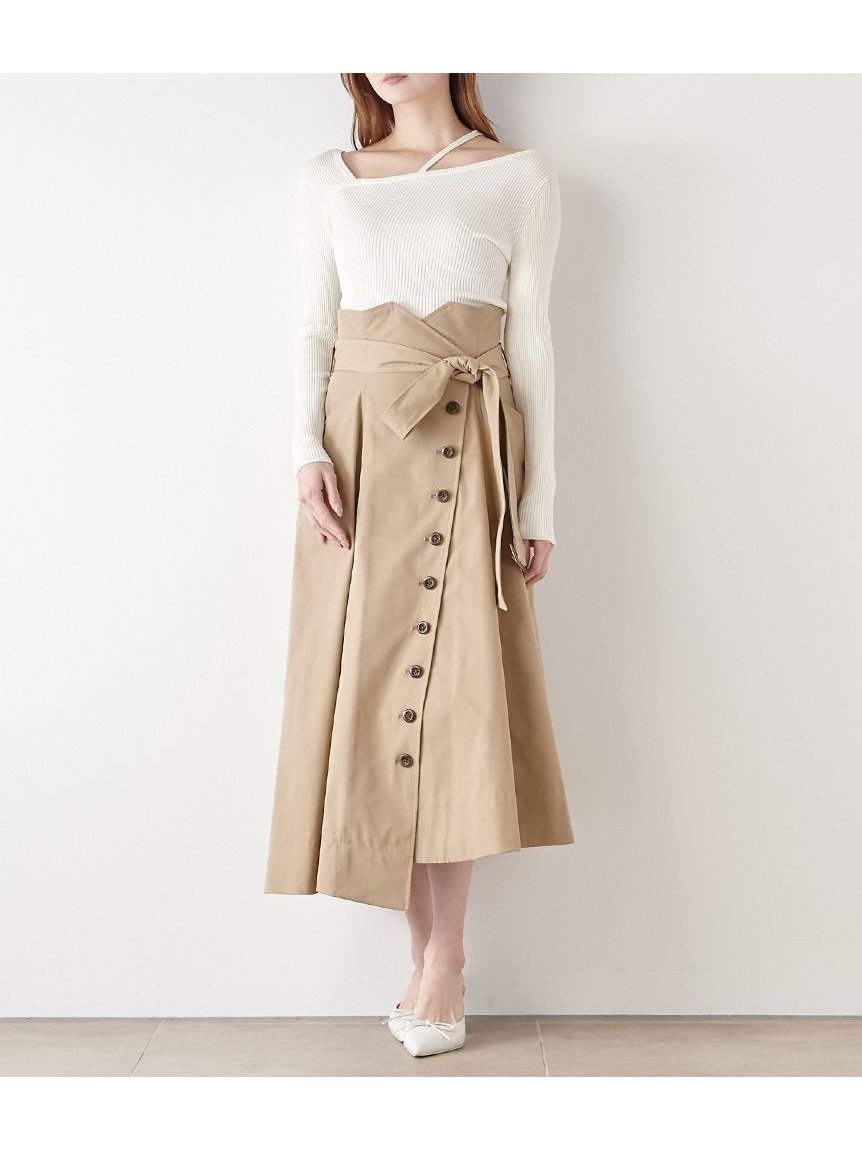 【スナイデル/SNIDEL】のアシメトレンチスカート インテリア・キッズ・メンズ・レディースファッション・服の通販 founy(ファニー) 　ファッション　Fashion　レディースファッション　Fashion for Women　スカート　Skirts　イエロー　Yellow　ウェーブ　Wavy Pattern　春　Spring　クラシカル　Classical, Vintage-Inspired　今季　This Season, Current Season　シャーリング　Shirring, Ruched　ストレート　Straight, Straight Cut　トレンチ　Trench, Trench Coat　トレンド　Trend, Trending Now　フィット　Fit, Slim Fit　フラワー　Flower, Floral　フロント　Front, Front Design　プリント　Print, Printed Pattern　ポケット　Pocket, Pocket Detail　ロング　Long, Long-Length　おすすめ　Recommended / Our Picks　エレガント 上品　Elegant　BEG[037]|ID: prp329100004603205 ipo3291000000032738379