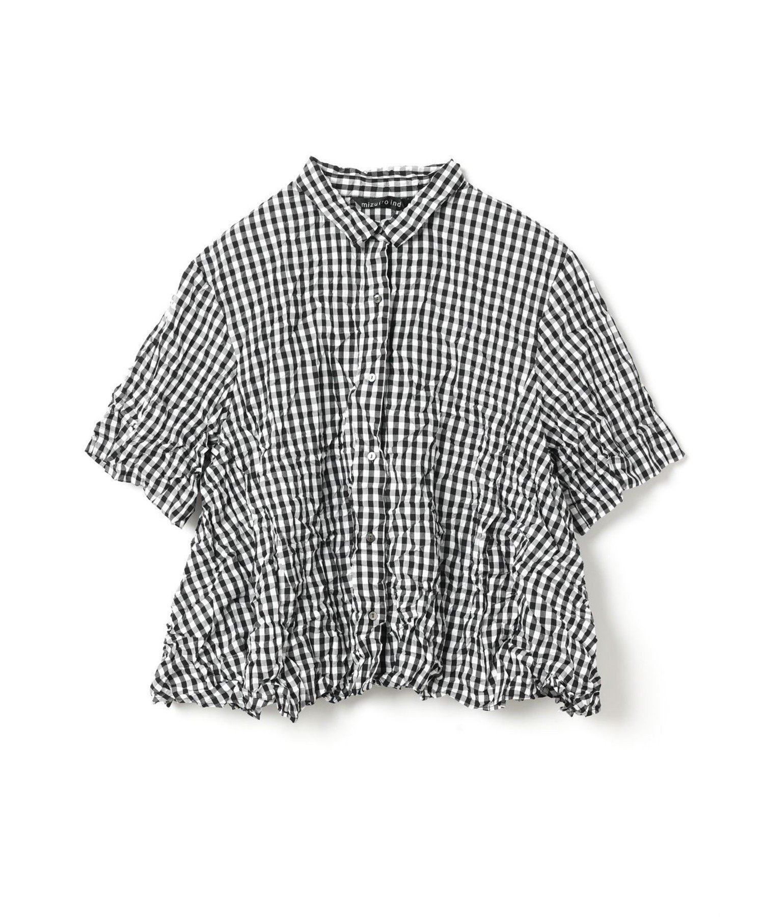 【マーコート/MARcourt】のmizuiro ind ワッシャープリーツフレアチェックシャツ インテリア・キッズ・メンズ・レディースファッション・服の通販 founy(ファニー) 　ファッション　Fashion　レディースファッション　Fashion for Women　トップス・カットソー　Cut & Sew Tops　シャツ・ブラウス・オフィスカジュアル　Elegant Blouses & Button-Ups　コンパクト　Compact, Small Size　ストライプ　Stripe, Striped Pattern　チェック　Check, Plaid, Tartan　ポケット　Pocket, Pocket Detail　レギュラー　Regular, Standard Fit　ワッシャー　Washer, Crinkled Finish　無地　Plain, Solid Color　ブロックチェック|ID: prp329100004603207 ipo3291000000032738403