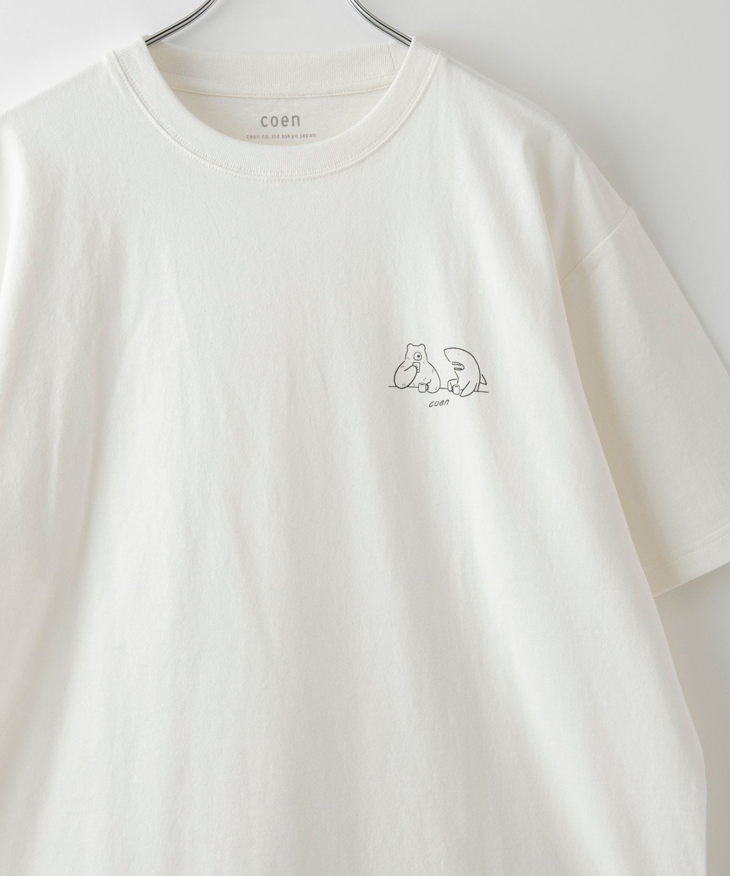 【コーエン/COEN】のRYO KANEYASU * コーエン ベアプリントTシャツ インテリア・キッズ・メンズ・レディースファッション・服の通販 founy(ファニー) 　ファッション　Fashion　レディースファッション　Fashion for Women　トップス・カットソー　Cut & Sew Tops　シャツ・ブラウス・オフィスカジュアル　Elegant Blouses & Button-Ups　ロングTシャツ・Tシャツ　Longline T-Shirts & Tees　イラスト　Illustration　春　Spring　シンプル　Simple, Minimal　トレンド　Trend, Trending Now　人気　Popular, Best Seller　プリント　Print, Printed Pattern　メンズ　Men's, Menswear　リラックス　Relax, Relaxed Fit　S/S・春夏　SS, Spring/Summer, Warm Season　おすすめ　Recommended / Our Picks　夏　Summer　WHITE|ID: prp329100004603234 ipo3291000000033388102