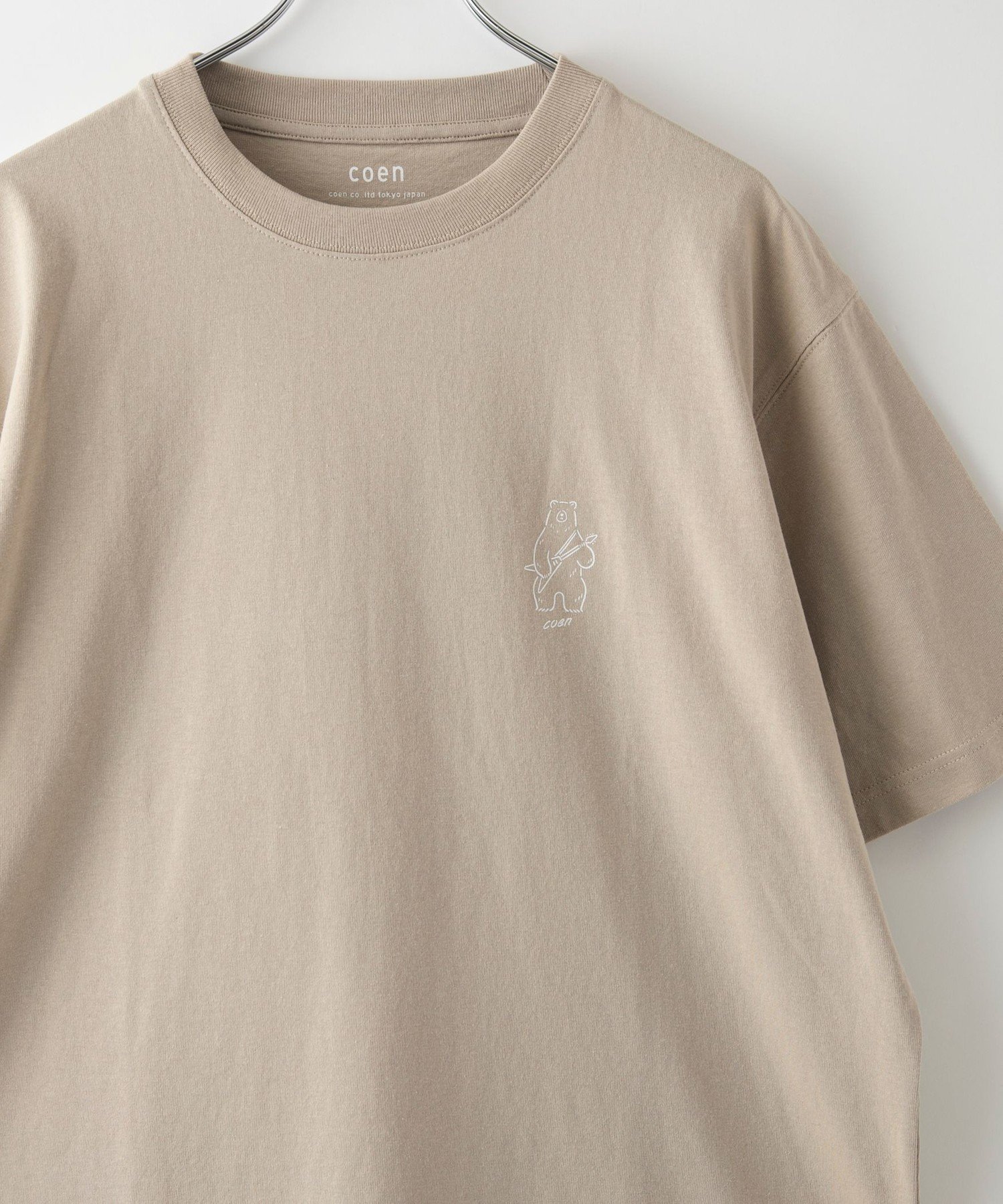 【コーエン/COEN】のRYO KANEYASU * コーエン ベアプリントTシャツ インテリア・キッズ・メンズ・レディースファッション・服の通販 founy(ファニー) 　ファッション　Fashion　レディースファッション　Fashion for Women　トップス・カットソー　Cut & Sew Tops　シャツ・ブラウス・オフィスカジュアル　Elegant Blouses & Button-Ups　ロングTシャツ・Tシャツ　Longline T-Shirts & Tees　イラスト　Illustration　春　Spring　シンプル　Simple, Minimal　トレンド　Trend, Trending Now　人気　Popular, Best Seller　プリント　Print, Printed Pattern　メンズ　Men's, Menswear　リラックス　Relax, Relaxed Fit　S/S・春夏　SS, Spring/Summer, Warm Season　おすすめ　Recommended / Our Picks　夏　Summer　BEIGE|ID: prp329100004603234 ipo3291000000033388103