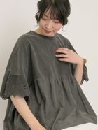 【サマンサモスモス/Samansa Mos2】の袖レースギャザーカットソー チャコールグレー|ID: prp329100004603235 ipo3291000000032739386