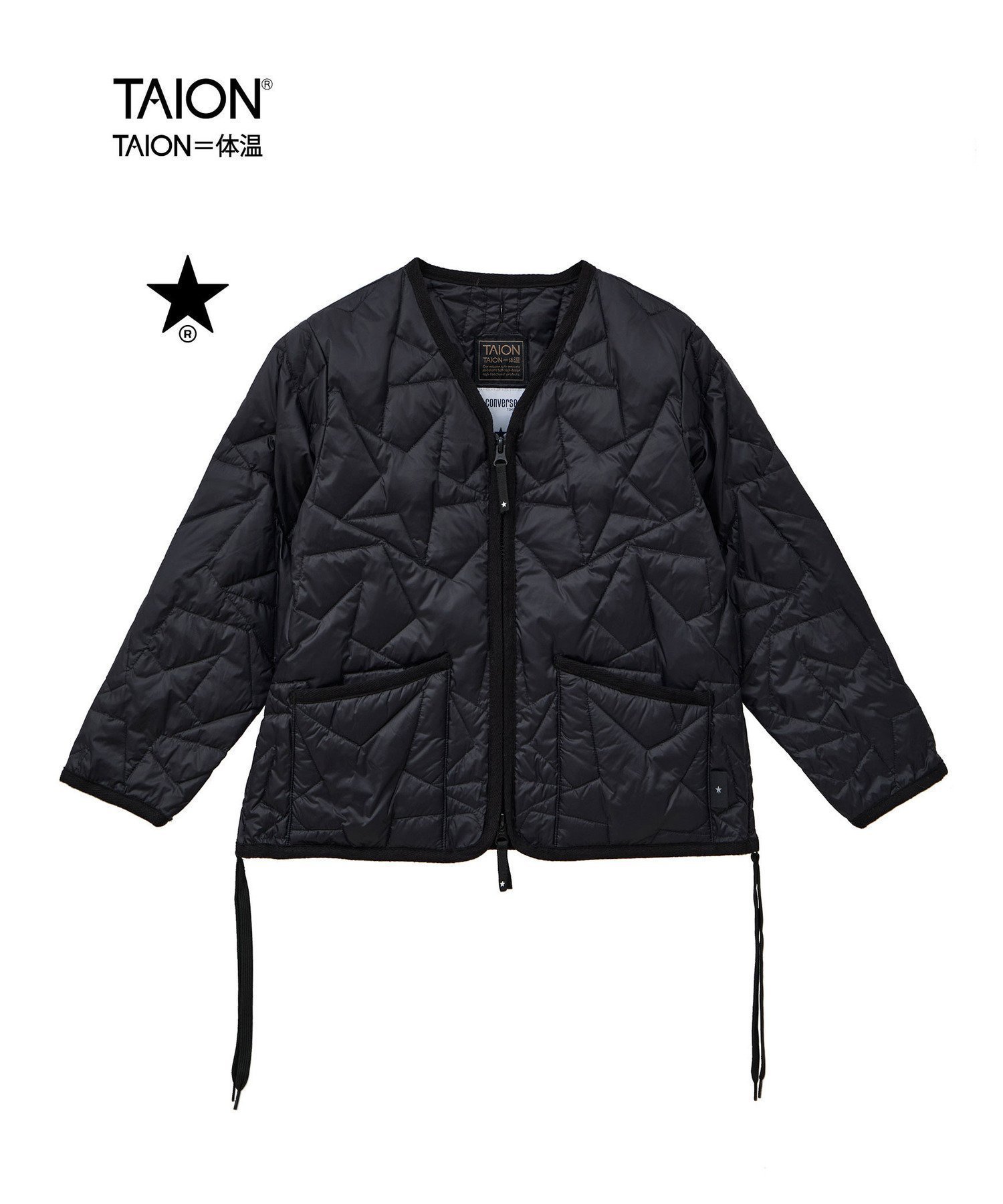 【コンバーストウキョウ/CONVERSE TOKYO】の【TAION】MILITARY STAR QUILTING JACKET(KIDS) インテリア・キッズ・メンズ・レディースファッション・服の通販 founy(ファニー) 　ファッション　Fashion　レディースファッション　Fashion for Women　アウター　Coat / Outerwear Collection　レディースジャケット・軽アウター　Jackets　キルティング　Quilted, Quilting　コンパクト　Compact, Small Size　スリット　Slit, Slit Detail　ダウン　Down, Puffer　ボトム　Bottoms, Lower Wear　ポケット　Pocket, Pocket Detail　ミリタリー　Military, Army Style　モチーフ　Motif, Design Theme　リップ　Lip, Lip Motif　レース　Lace, Lace Fabric　旅行　Travel　ブラック|ID: prp329100004603248 ipo3291000000032739663