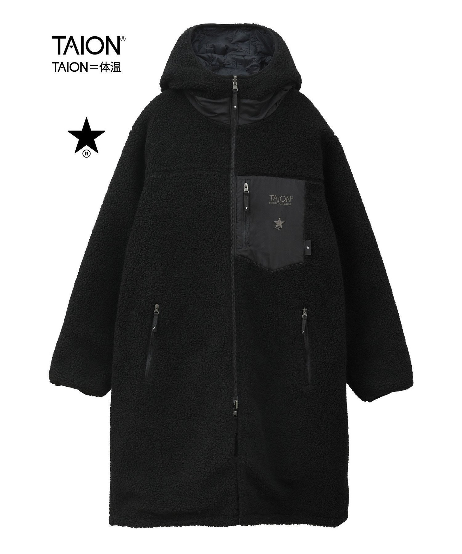 【コンバーストウキョウ/CONVERSE TOKYO】の【TAION】MILITARY STAR QUILTING BOA REVERSIBLE COAT(UNISEX) インテリア・キッズ・メンズ・レディースファッション・服の通販 founy(ファニー) 　ファッション　Fashion　レディースファッション　Fashion for Women　アウター　Coat / Outerwear Collection　コート・ロングコート・ピーコート　Long Coats, Peacoats & More　アウトドア　Outdoor Clothing　キルティング　Quilted, Quilting　グラフィック　Graphic, Graphic Design　コラボ　Collaboration, Collab　タフタ　Taffeta, Structured Fabric　ダウン　Down, Puffer　フェミニン　Feminine, Girly　フロント　Front, Front Design　ポケット　Pocket, Pocket Detail　別注　Limited Edition, Custom Order　ミックス　Mix, Mixed Style　モチーフ　Motif, Design Theme　ユニセックス　Unisex, Genderless　リバーシブル　Reversible, Two-Sided　冬　Winter / This Winter　おすすめ　Recommended / Our Picks　ブラック|ID: prp329100004603249 ipo3291000000032739683