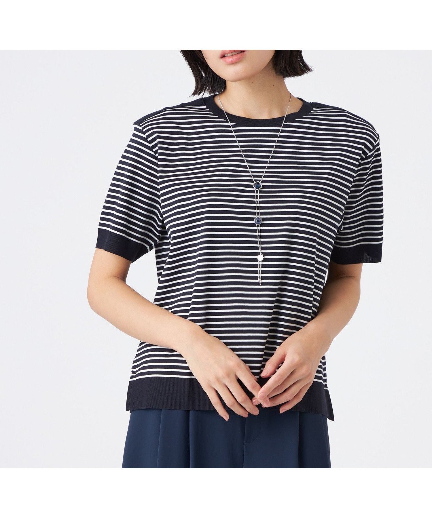 【トランスワーク/TRANS WORK】の【ウォッシャブル】セーターマシン インテリア・キッズ・メンズ・レディースファッション・服の通販 founy(ファニー) 　ファッション　Fashion　レディースファッション　Fashion for Women　ウォッシャブル　Machine Washable　エレガント 上品　Elegant　カットソー　Cut and Sewn Top　シルケット　Silket, Silky Cotton　セーター　Sweater, Knitwear　ボーダー　Border, Stripe　リラックス　Relax, Relaxed Fit　夏　Summer　春　Spring　ネイビー|ID: prp329100004603252 ipo3291000000032739765