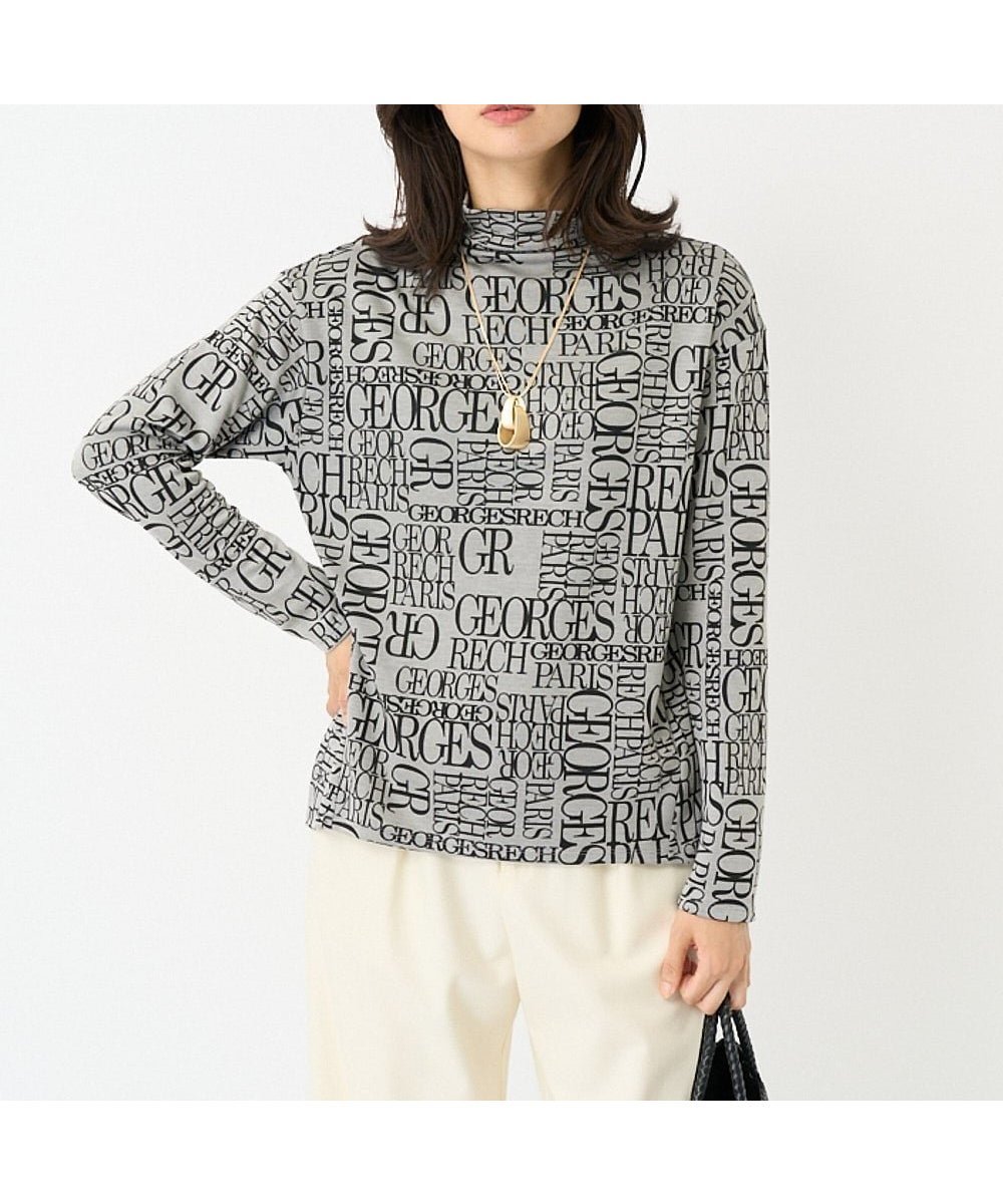 【ジョルジュ レッシュ/GEORGES RECH】の日本製 ダブルフェイスボトルネックロゴカットソー インテリア・キッズ・メンズ・レディースファッション・服の通販 founy(ファニー) 　ファッション　Fashion　レディースファッション　Fashion for Women　トップス・カットソー　Cut & Sew Tops　カットソー・ベーシックTシャツ　Cut-and-Sewn Tops / Stretch Tees & Basics　インナー　Innerwear　カットソー　Cut and Sewn Top　スカーフ　Scarf, Neckwear　ダブル　Double, Double-Breasted　トレンド　Trend, Trending Now　ドレープ　Drape, Draping Fabric　フェイス　Face, Facial Design　プリント　Print, Printed Pattern　ベスト　Vest, Waistcoat　ボトルネック　Bottle Neck, Mock Neck　人気　Popular, Best Seller　定番　Standard, Basic Item　日本製　Made In Japan　羽織　Haori, Light Jacket　ベージュ系|ID: prp329100004603268 ipo3291000000032740473